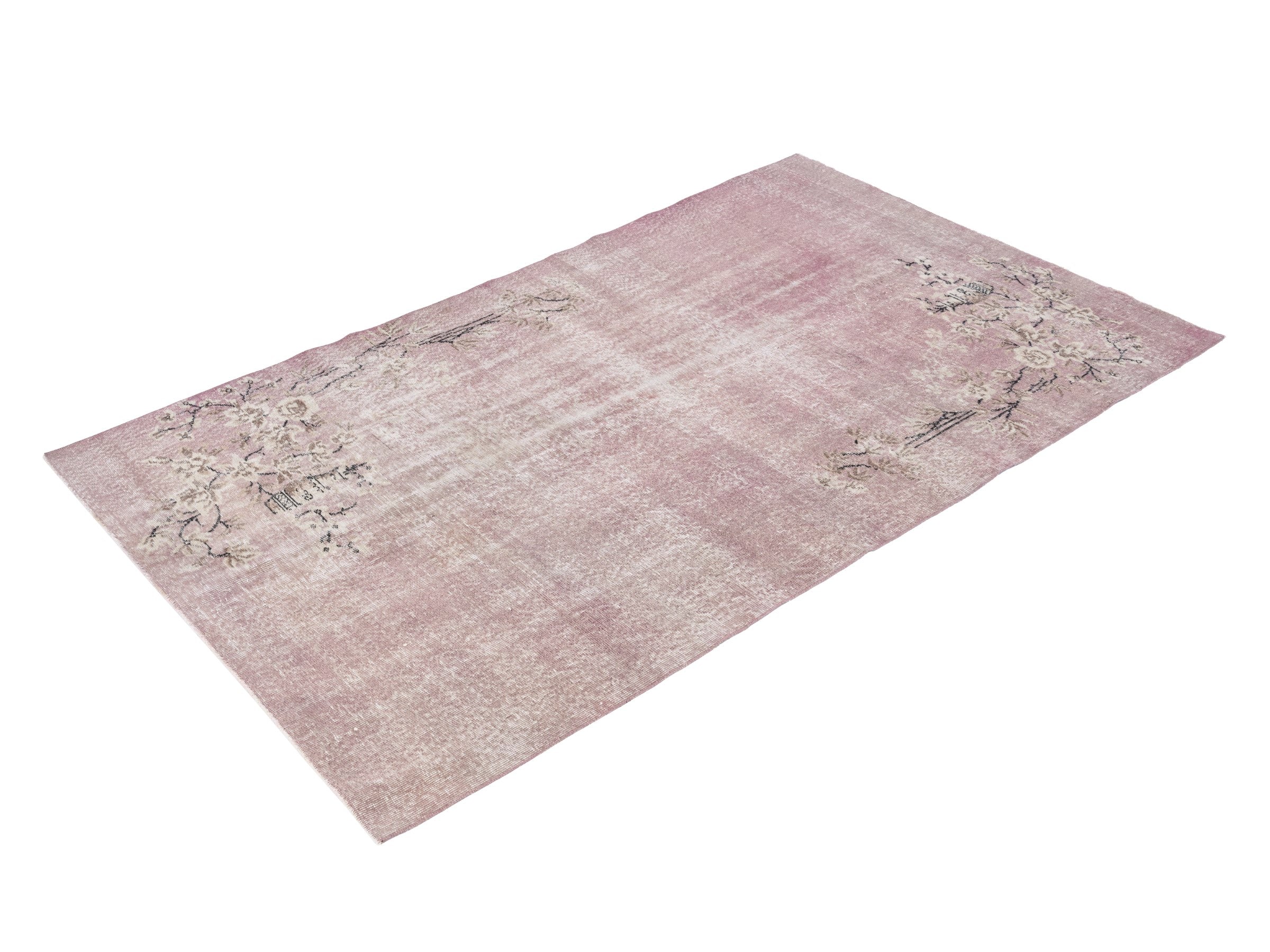 Turkish Isparta area rug in muted pink and taupe, view 3 of 10