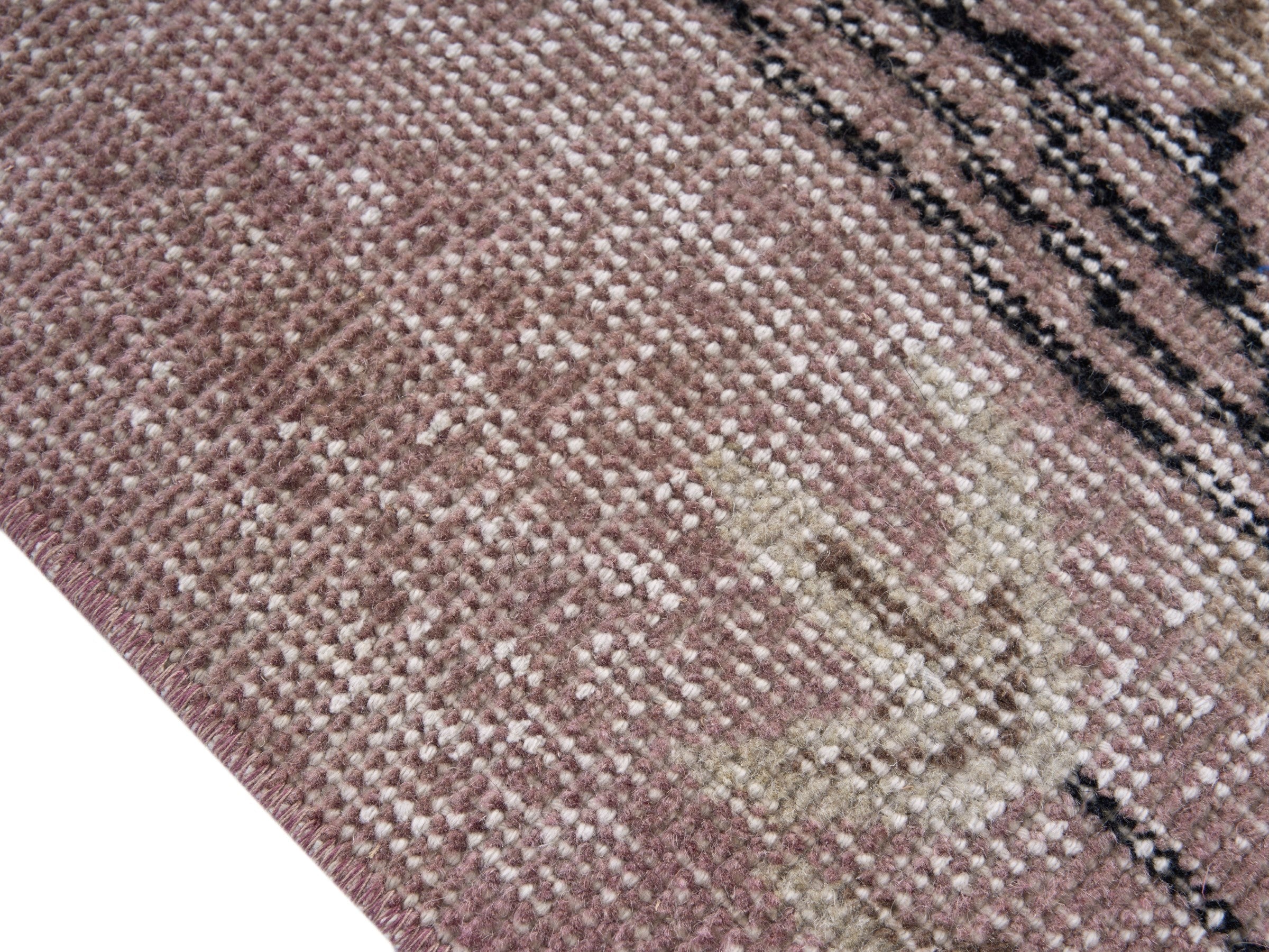 Turkish Isparta area rug in muted pink and taupe, view 6 of 10