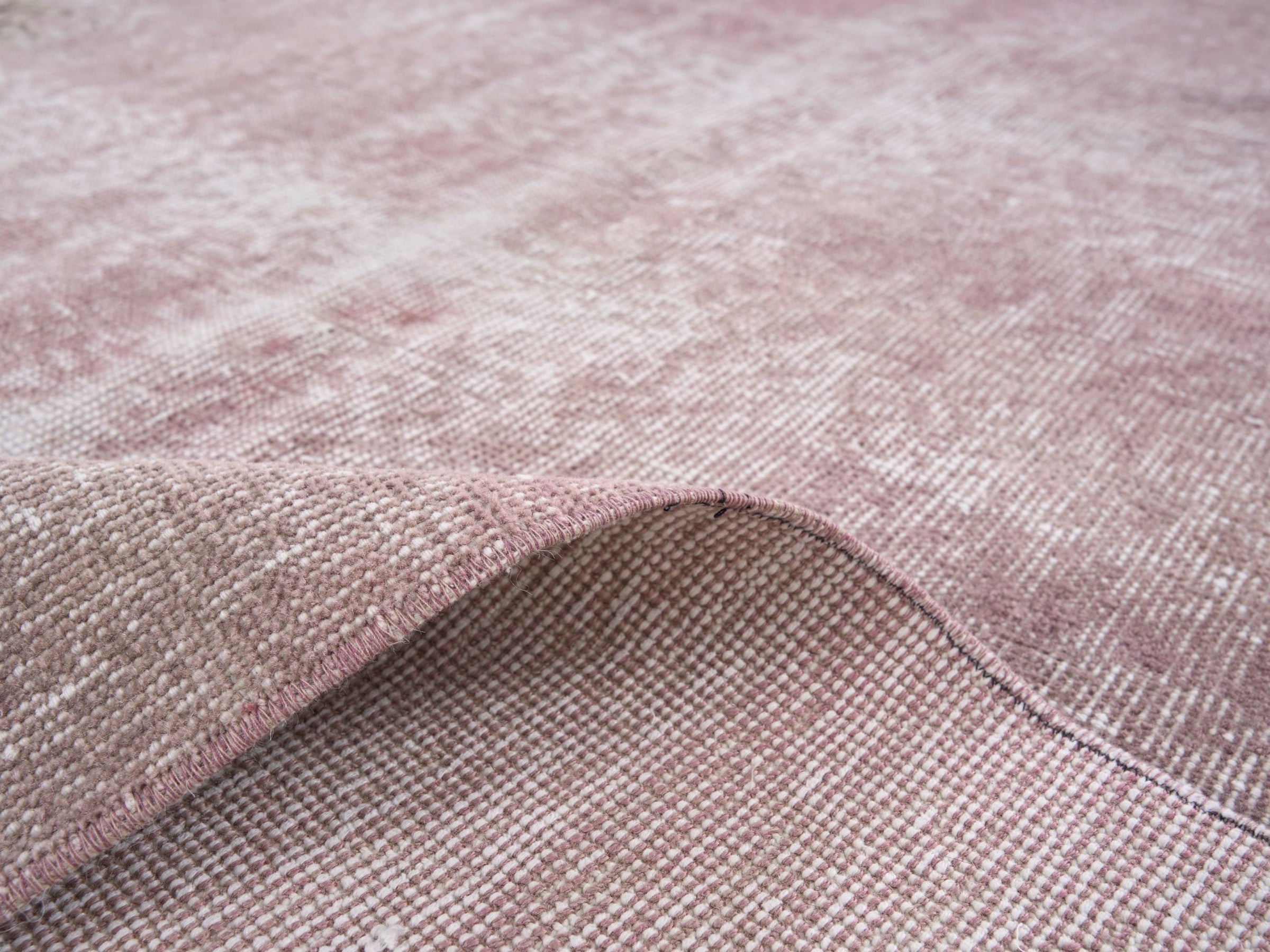 Turkish Isparta area rug in muted pink and taupe, view 9 of 10