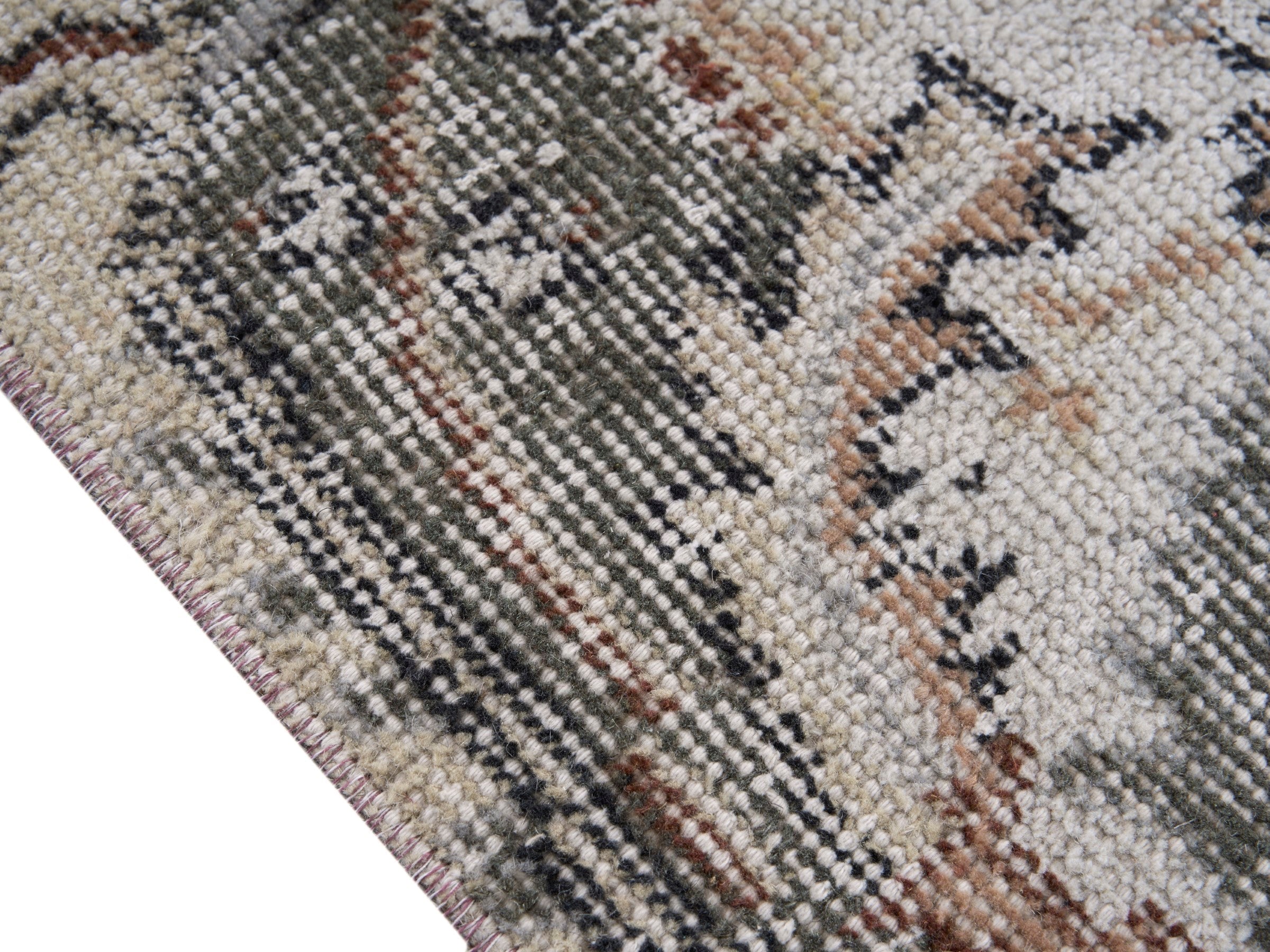Turkish Isparta area rug in cream and light gray, view 6 of 10