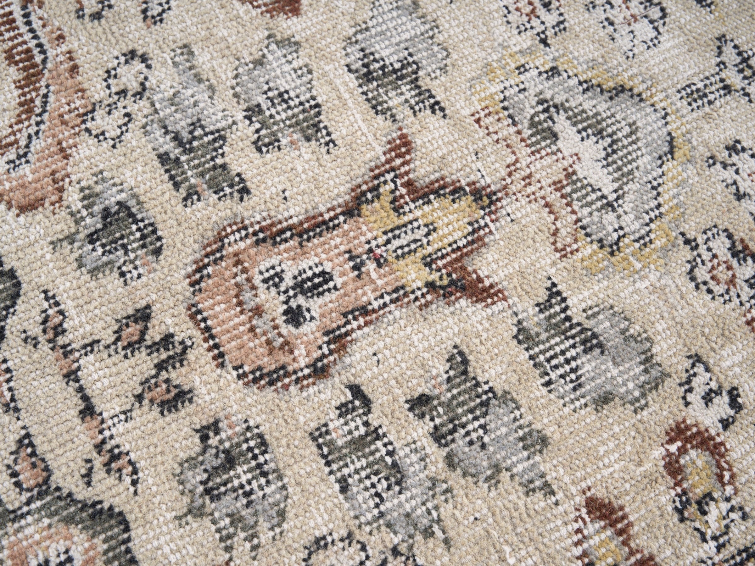 Turkish Isparta area rug in cream and light gray, view 7 of 10