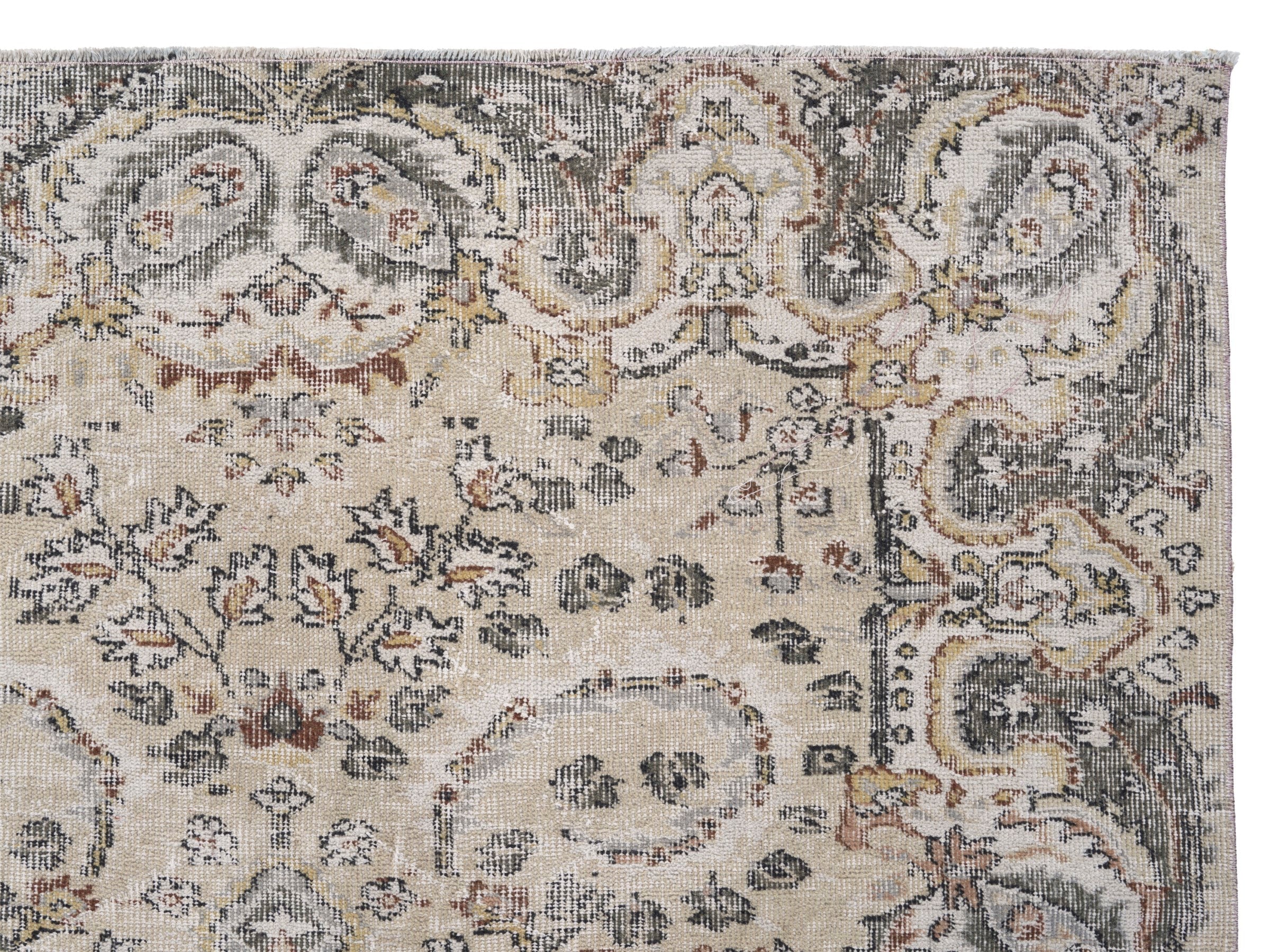 Turkish Isparta area rug in cream and light gray, view 8 of 10