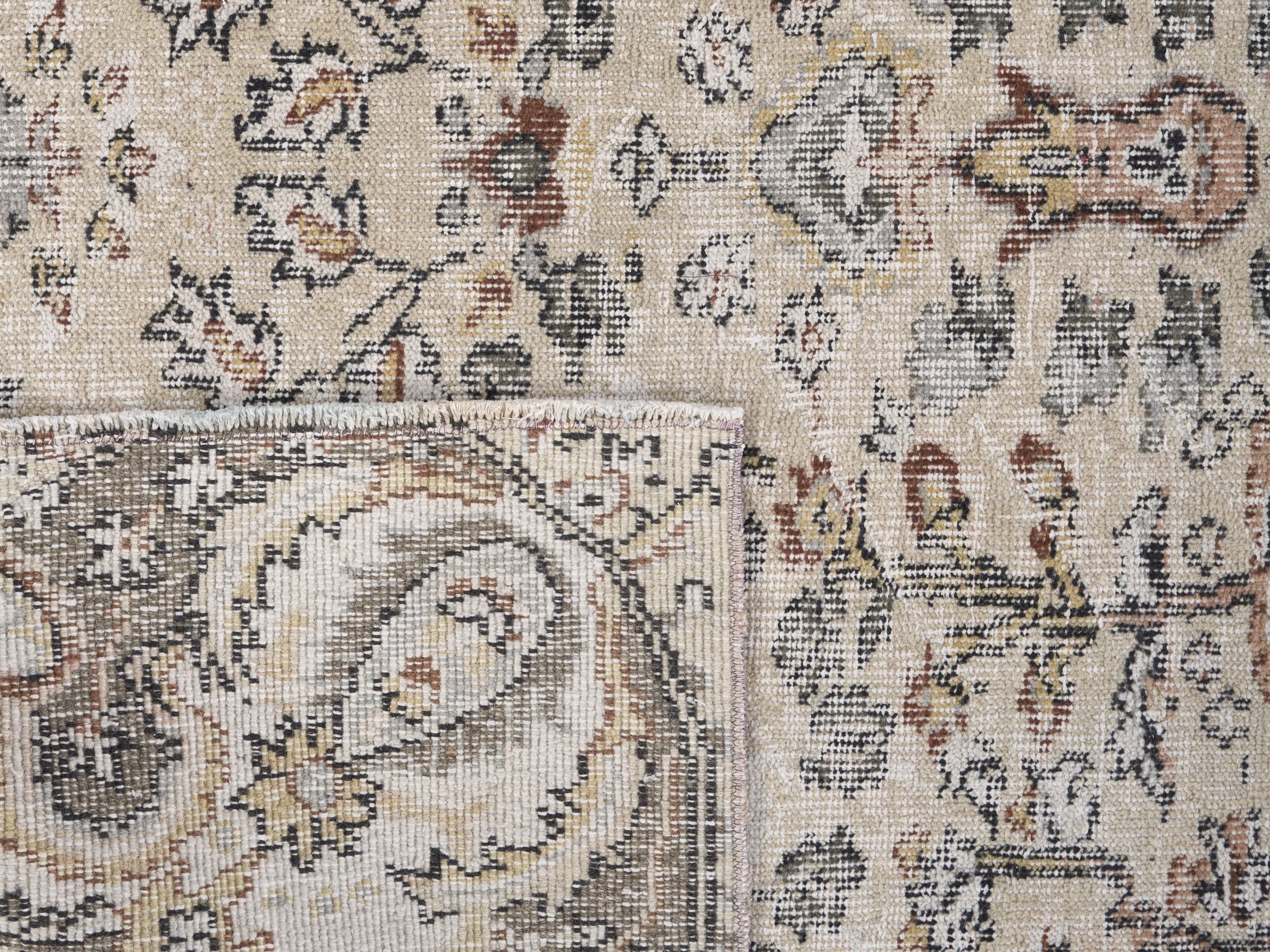 Turkish Isparta area rug in cream and light gray, view 10 of 10