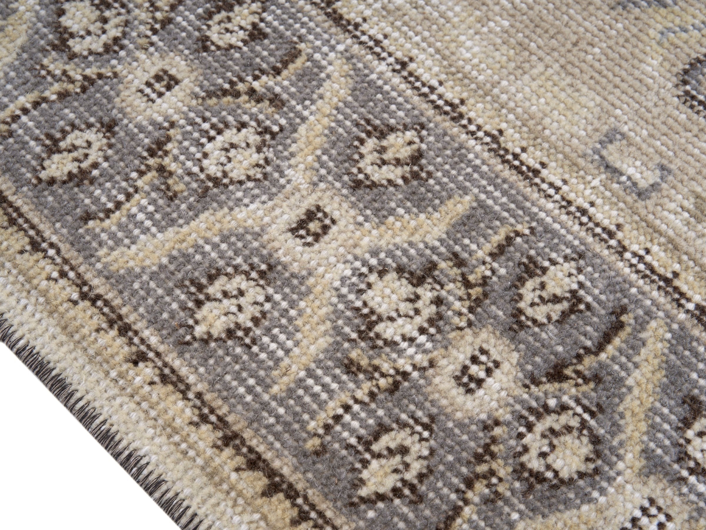 Turkish Isparta area rug in cream and greige, view 6 of 10