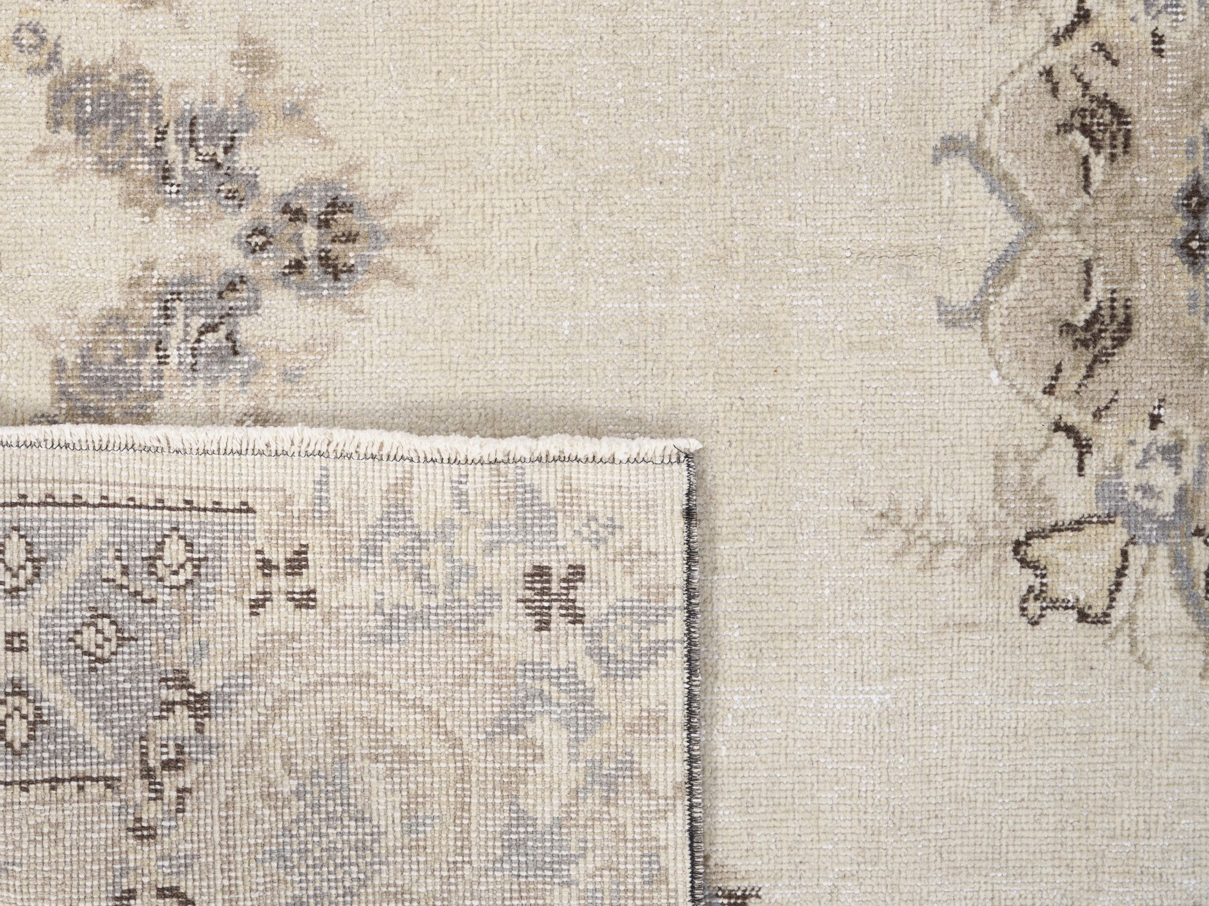 Turkish Isparta area rug in cream and greige, view 10 of 10