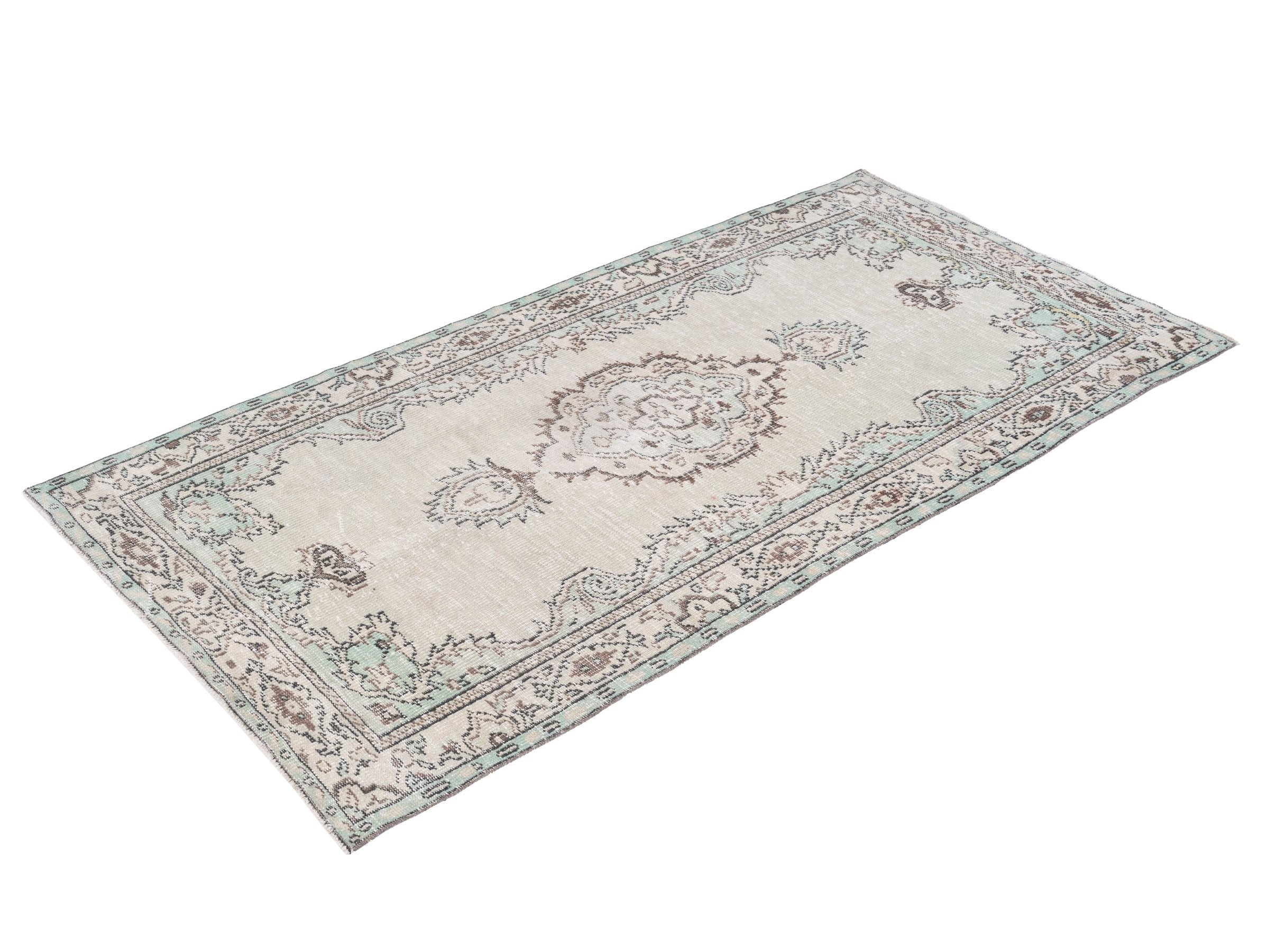 Turkish Manisa area rug in cream and greige, view 3 of 10