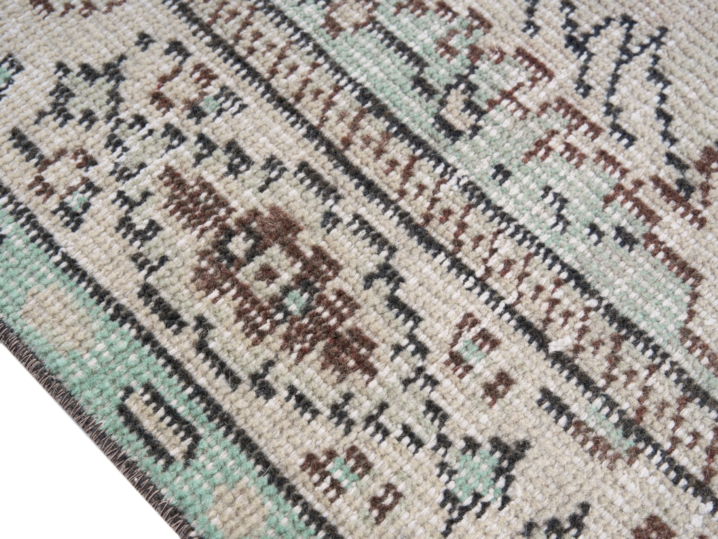 Turkish Manisa area rug in cream and greige, view 6 of 10