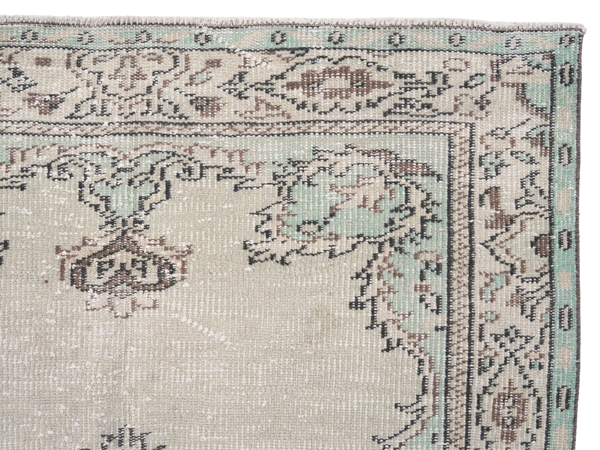 Turkish Manisa area rug in cream and greige, view 8 of 10