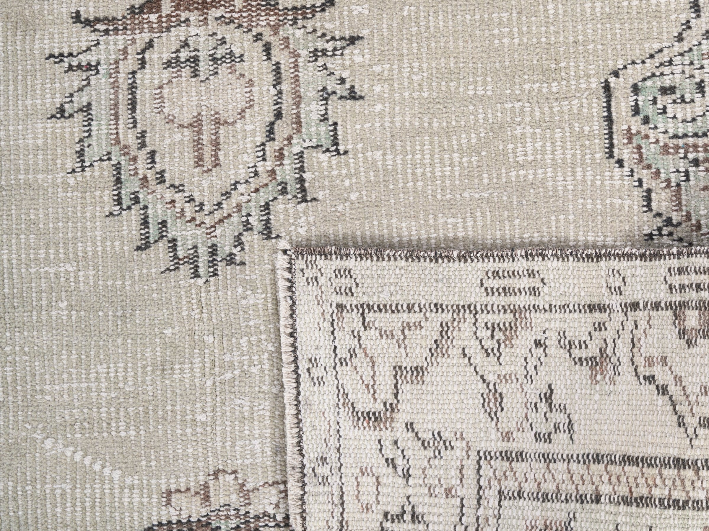 Turkish Manisa area rug in cream and greige, view 10 of 10
