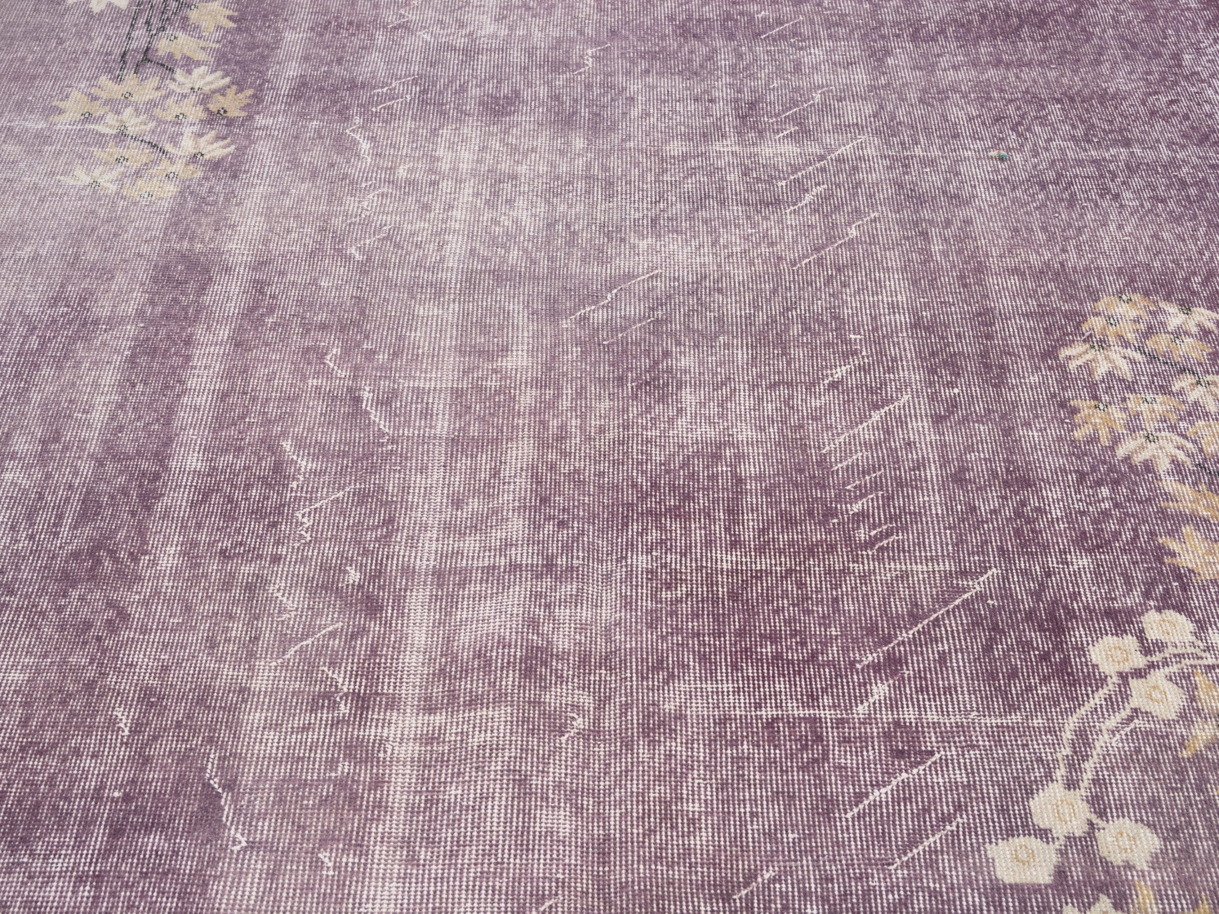 Turkish Isparta area rug in plum and cream, view 4 of 10