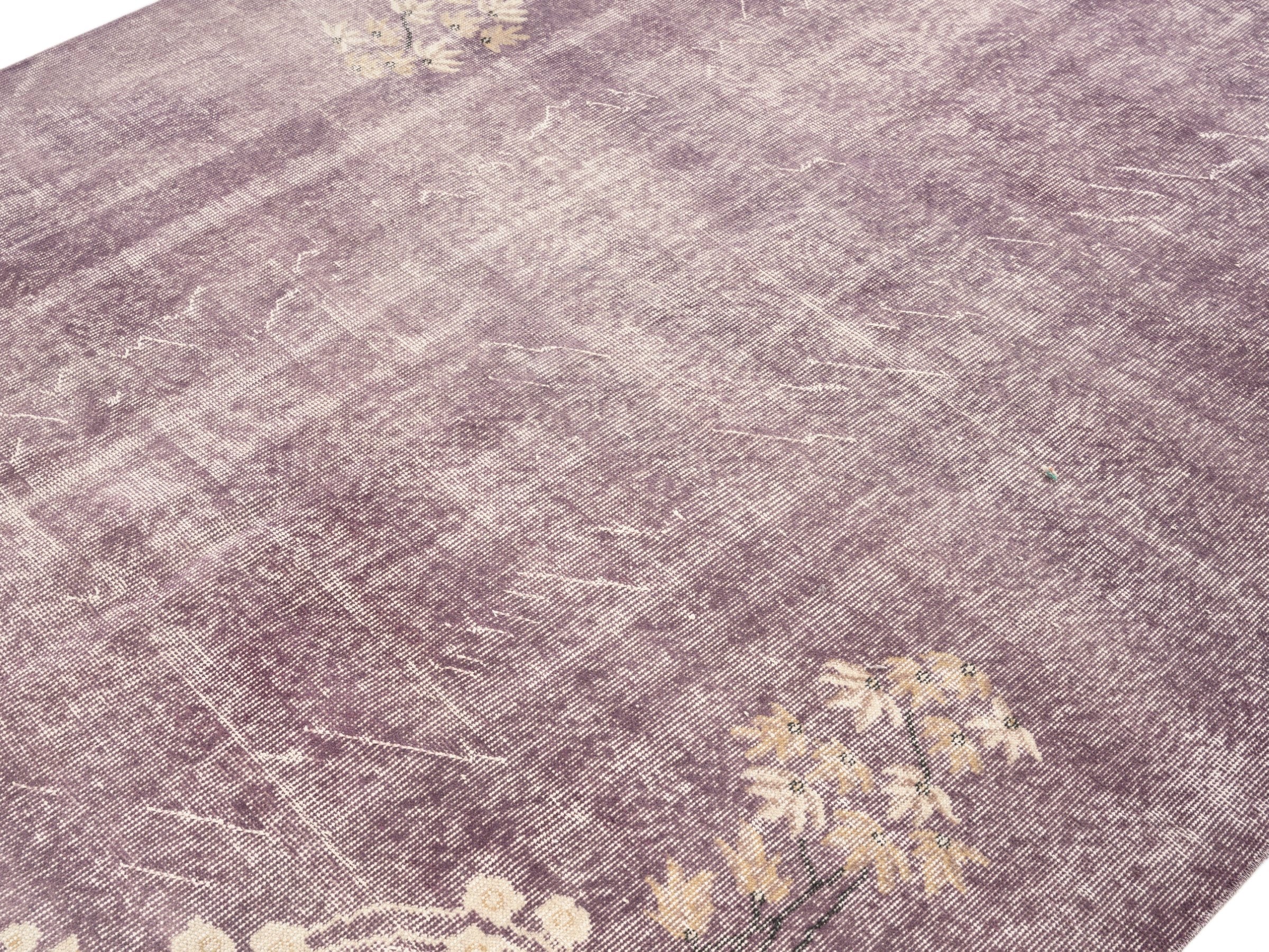 Turkish Isparta area rug in plum and cream, view 5 of 10