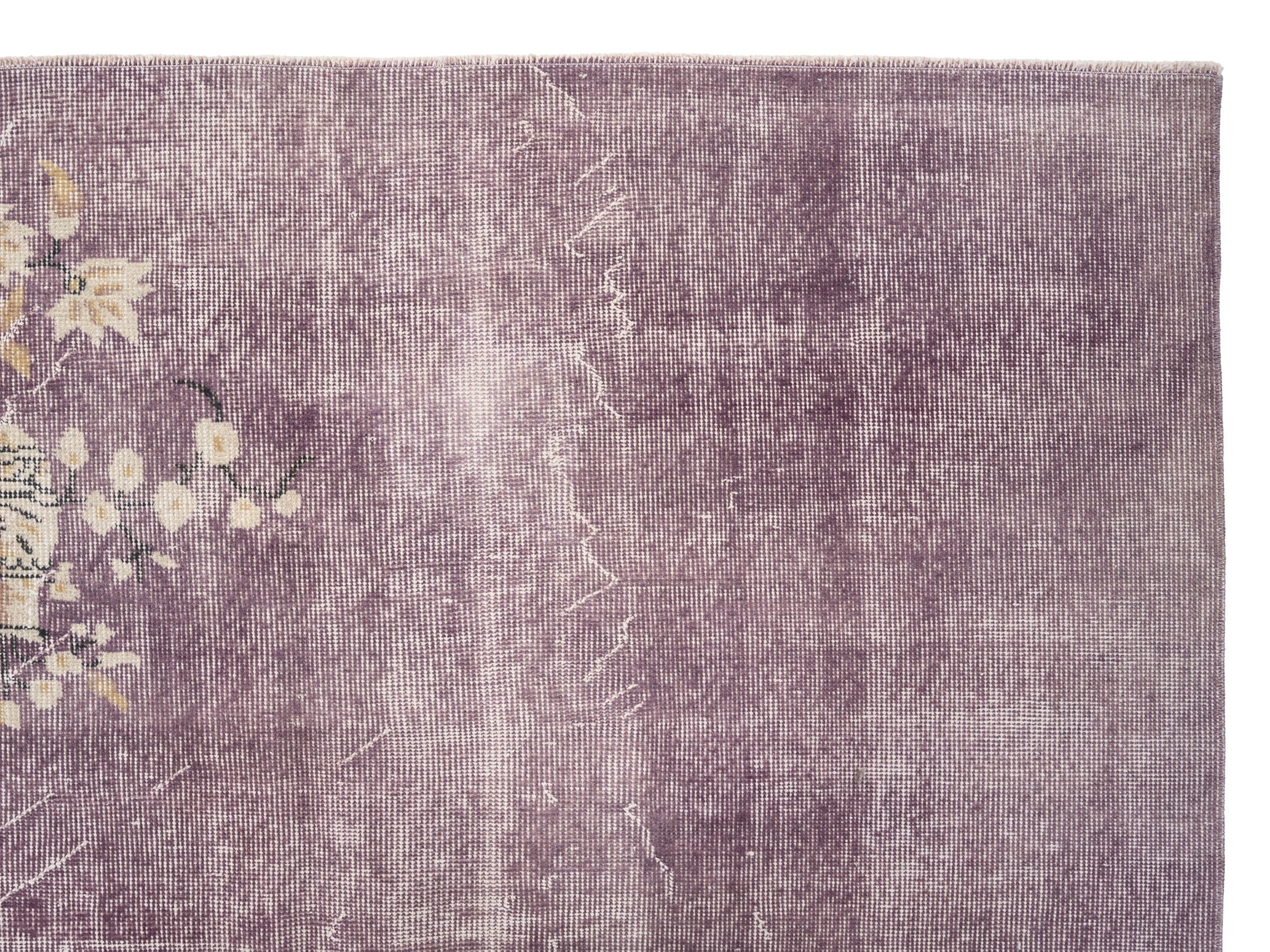Turkish Isparta area rug in plum and cream, view 8 of 10