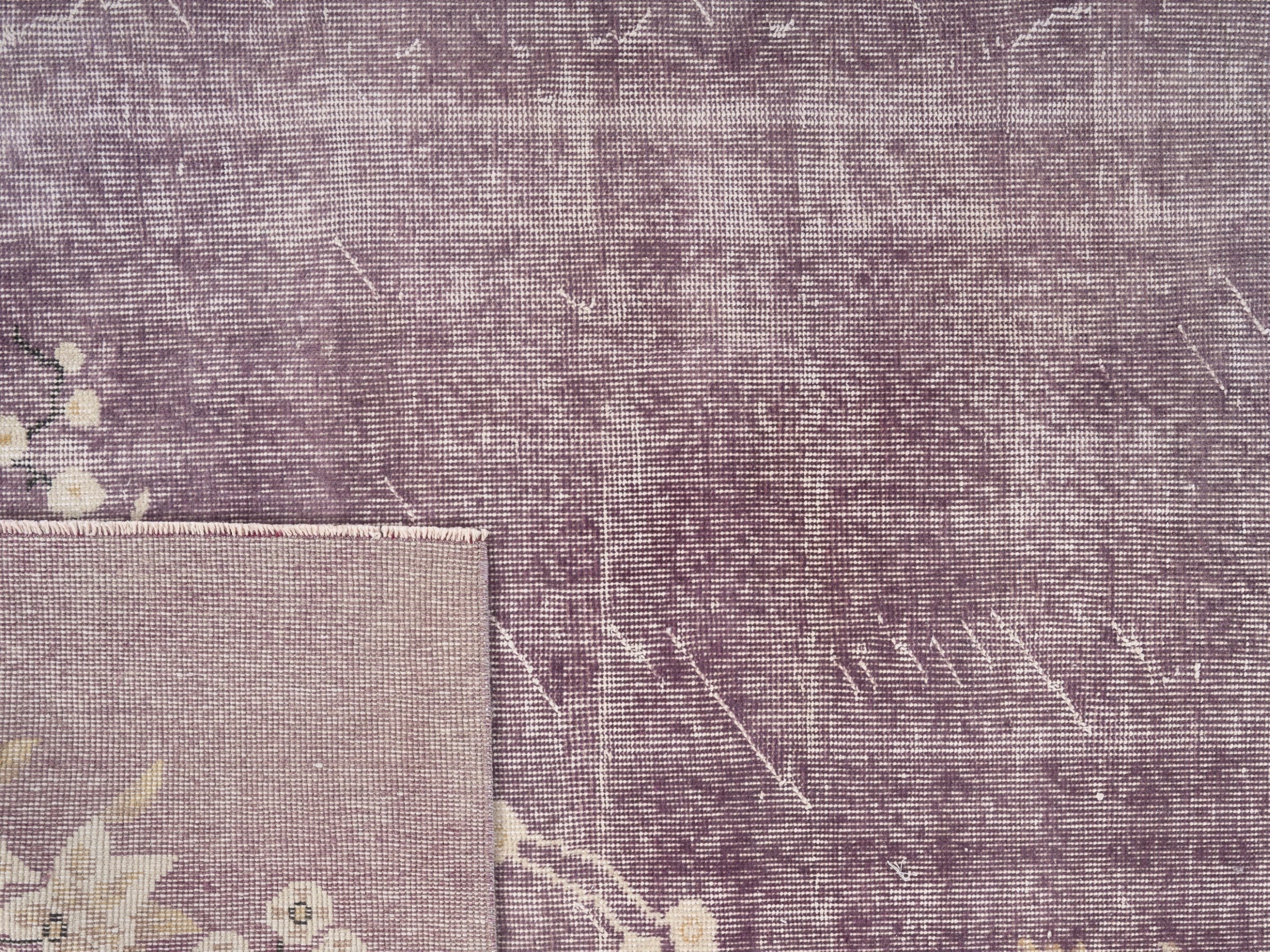 Turkish Isparta area rug in plum and cream, view 10 of 10
