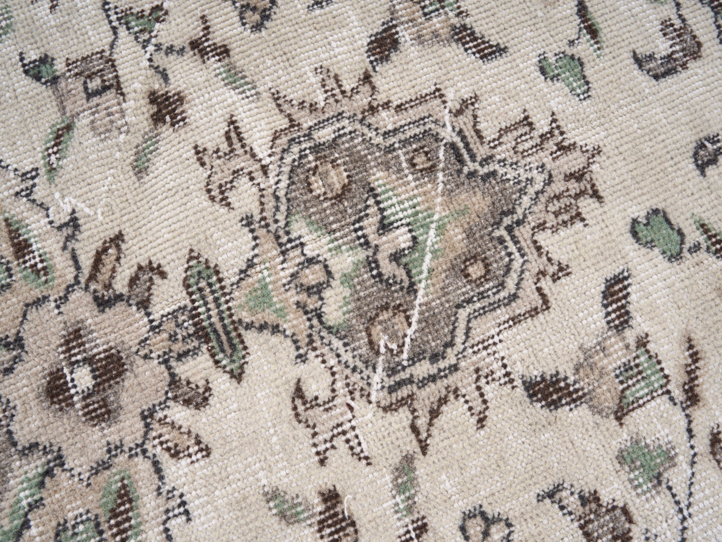 Turkish Isparta area rug in cream and greige, view 7 of 10