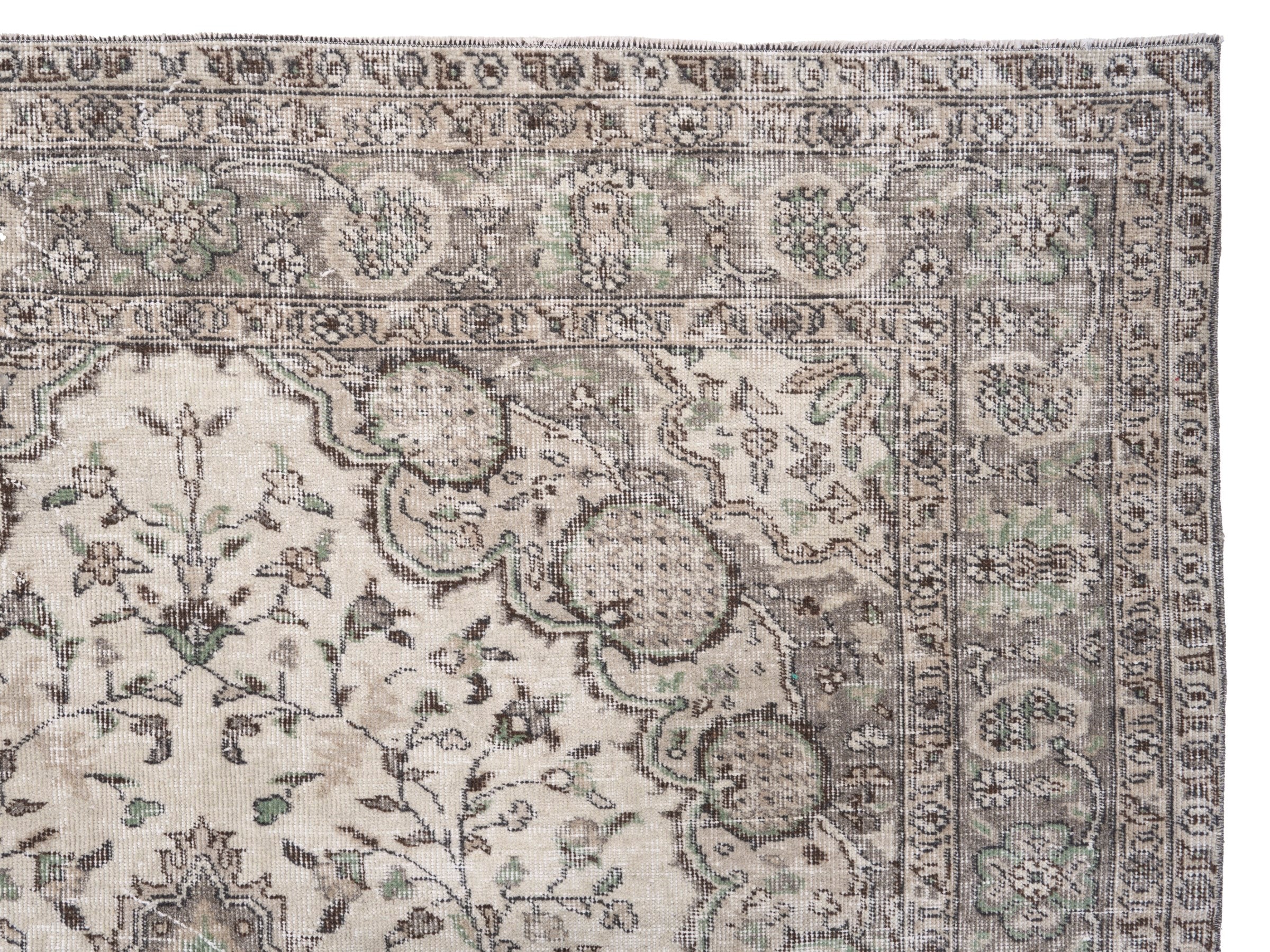 Turkish Isparta area rug in cream and greige, view 8 of 10