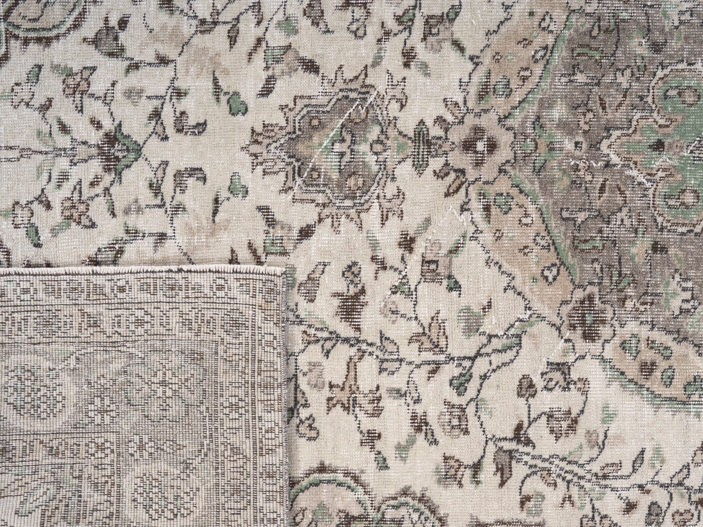 Turkish Isparta area rug in cream and greige, view 10 of 10