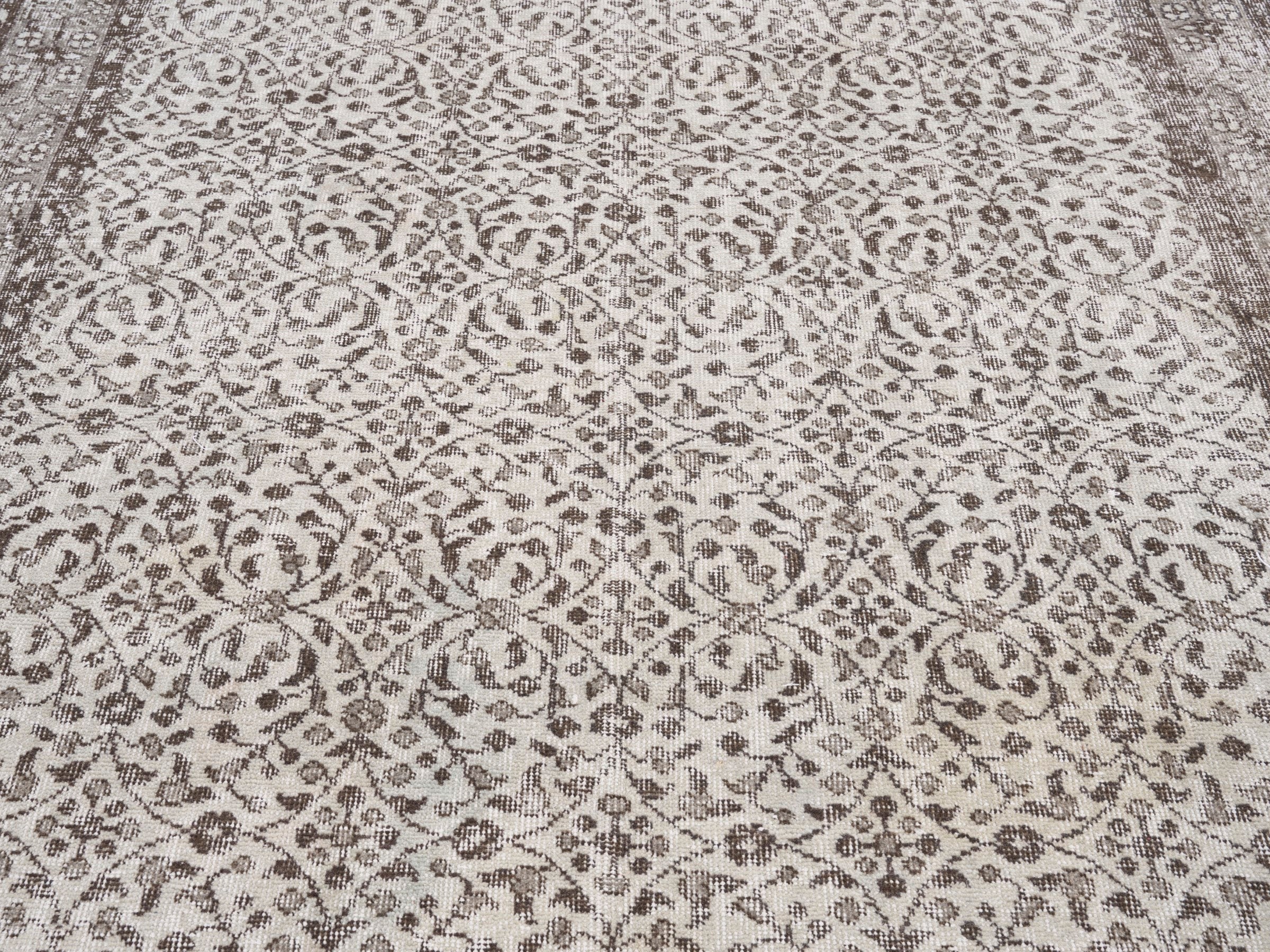Turkish Isparta area rug in greige and smoke, view 4 of 10