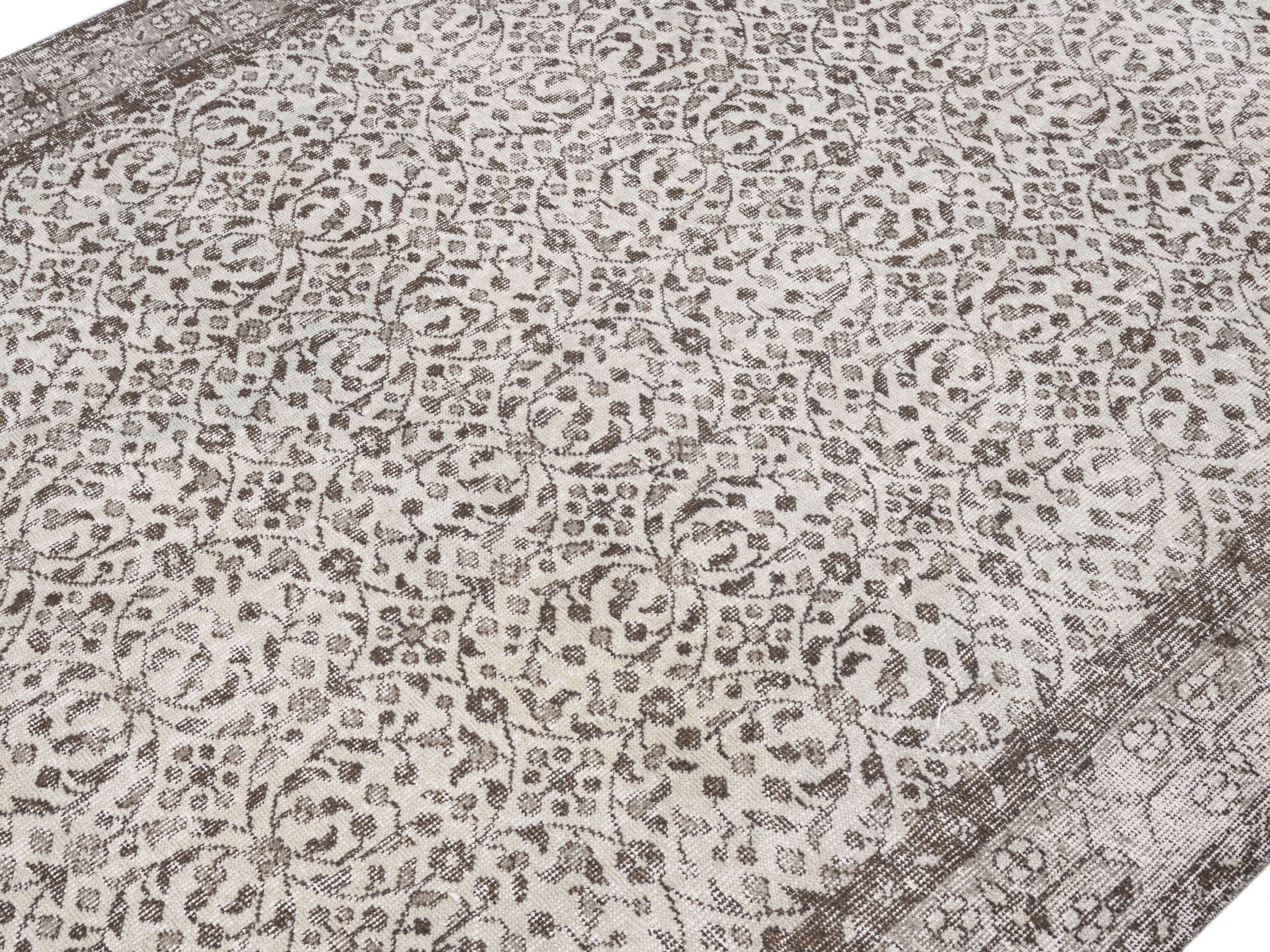 Turkish Isparta area rug in greige and smoke, view 5 of 10
