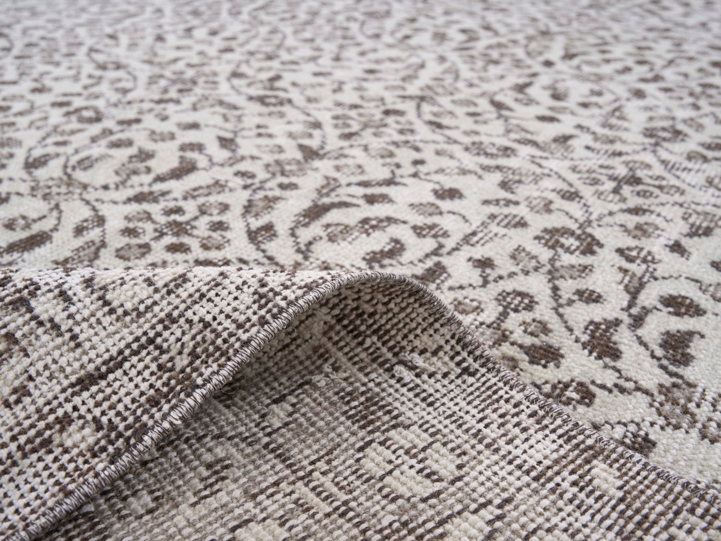 Turkish Isparta area rug in greige and smoke, view 9 of 10