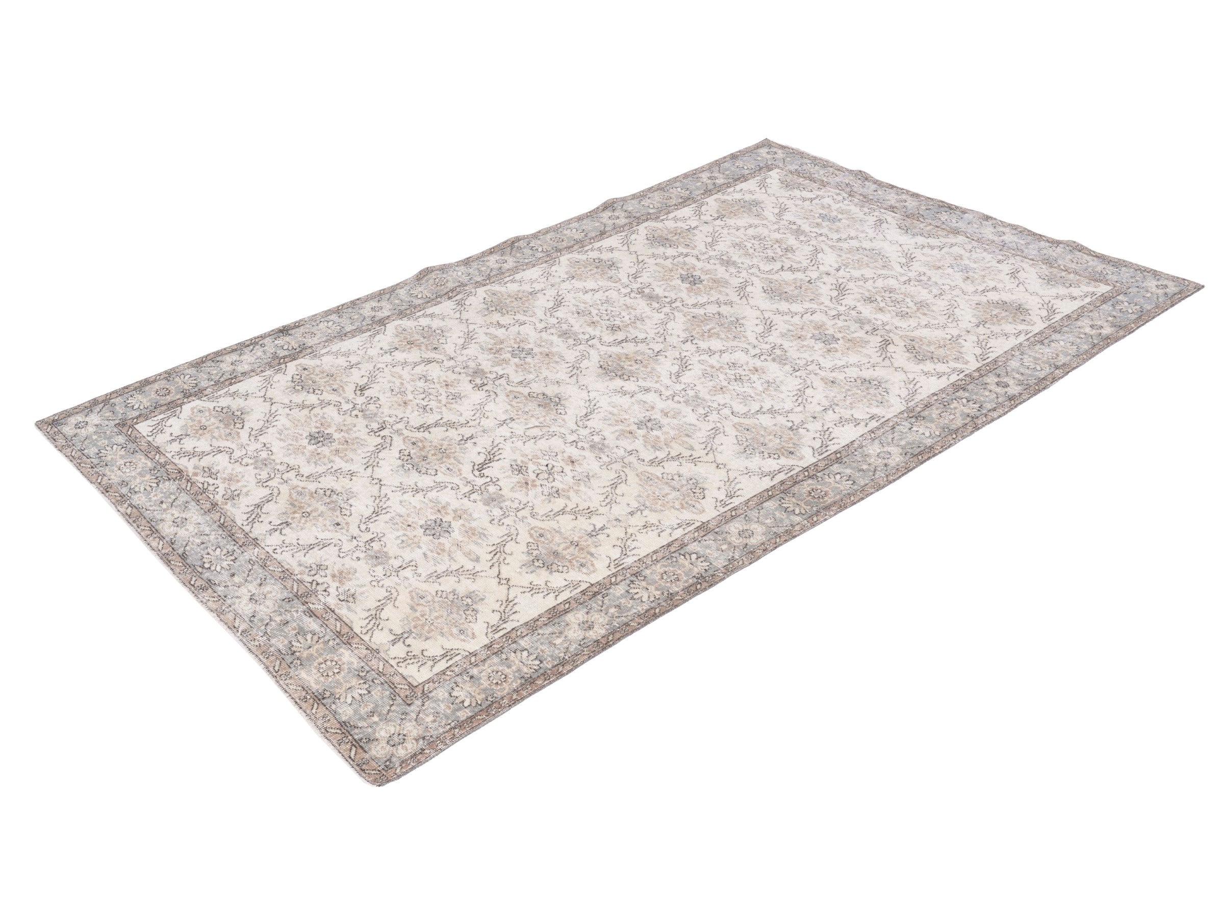Turkish Isparta area rug in ivory and greige, view 3 of 10