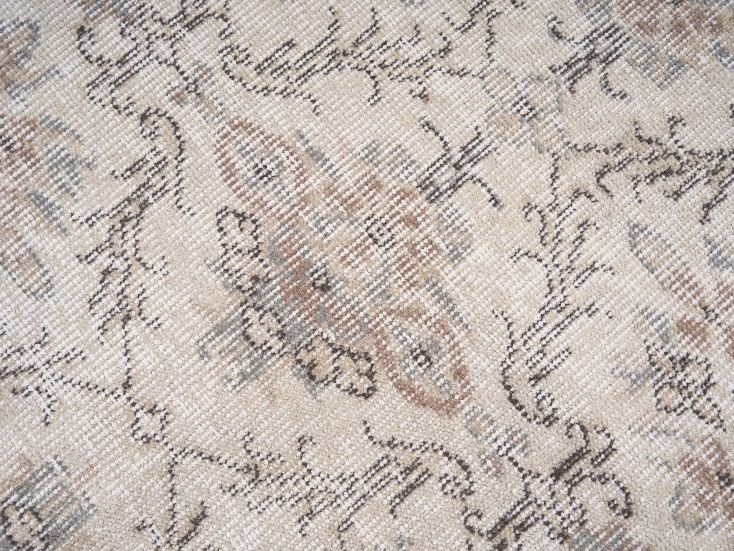 Turkish Isparta area rug in ivory and greige, view 7 of 10