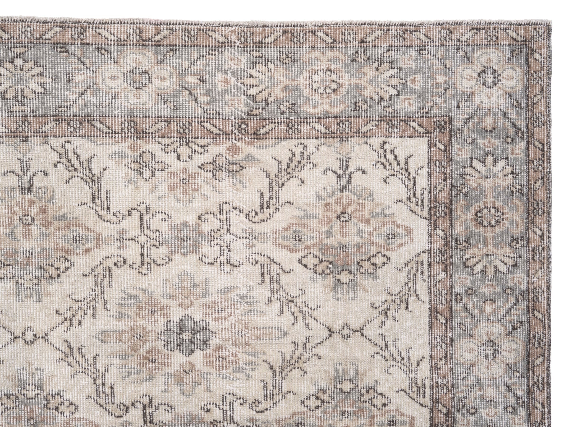 Turkish Isparta area rug in ivory and greige, view 8 of 10