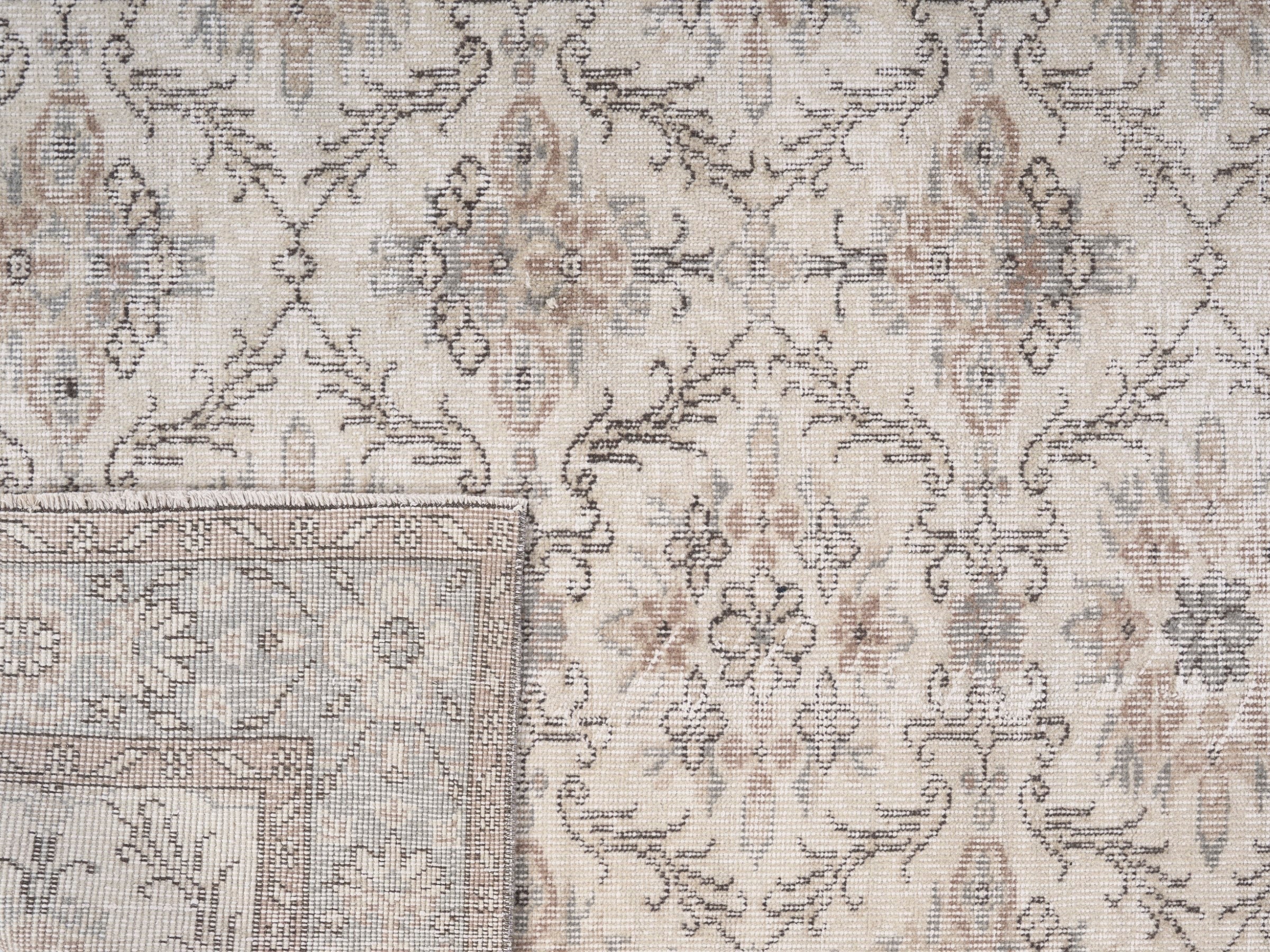 Turkish Isparta area rug in ivory and greige, view 10 of 10