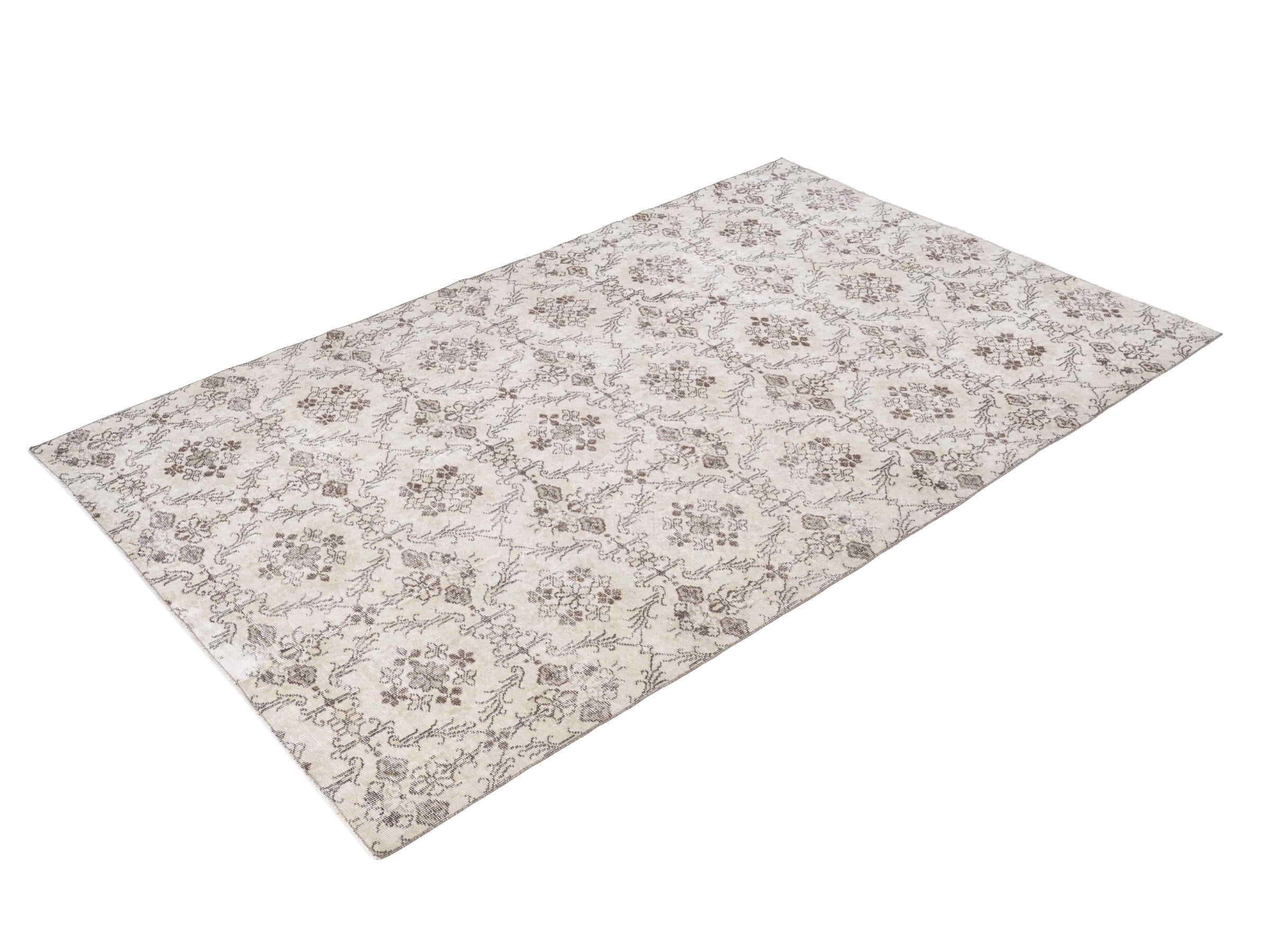Turkish Isparta area rug in ivory and taupe, view 3 of 10