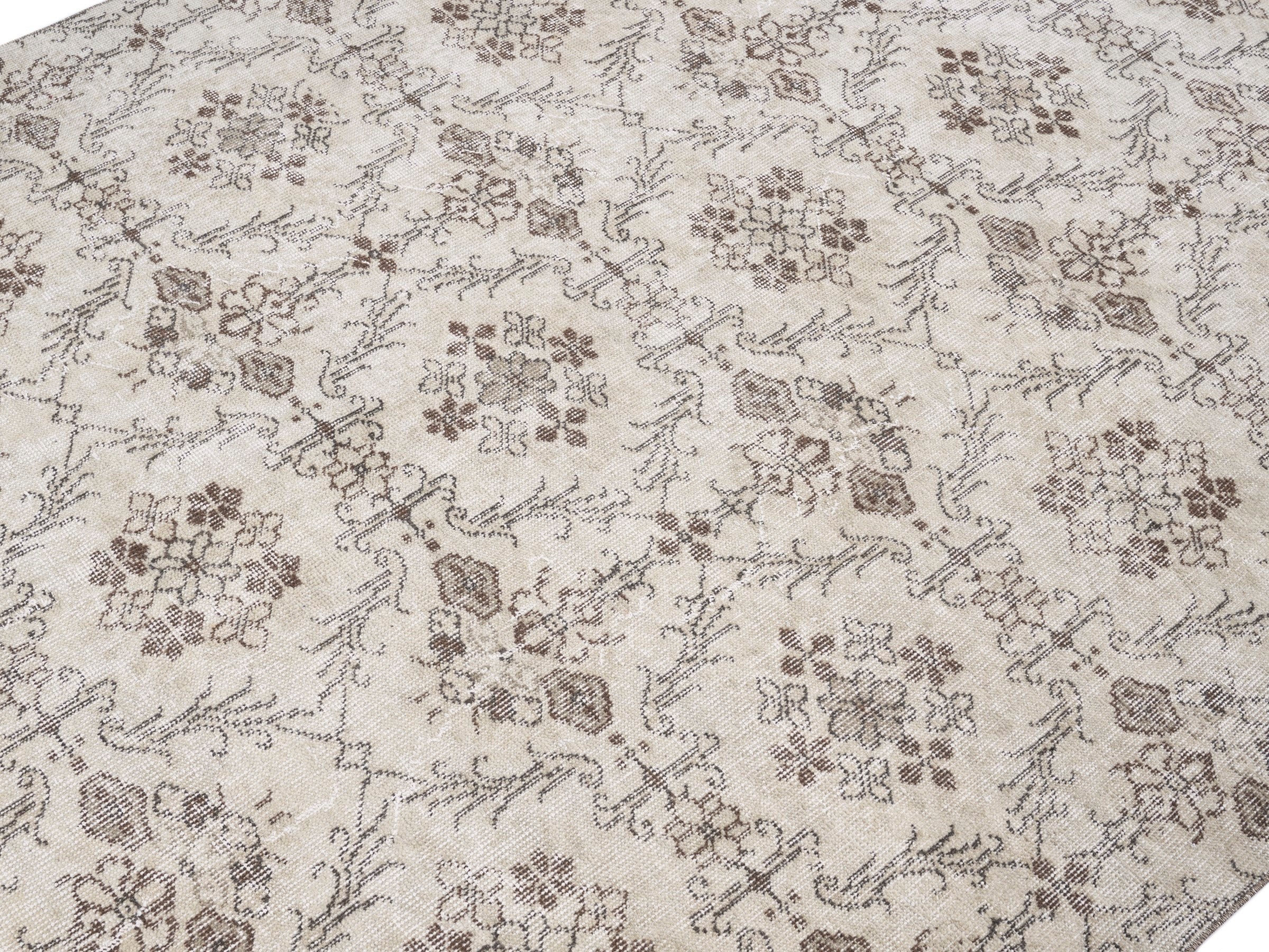 Turkish Isparta area rug in ivory and taupe, view 5 of 10