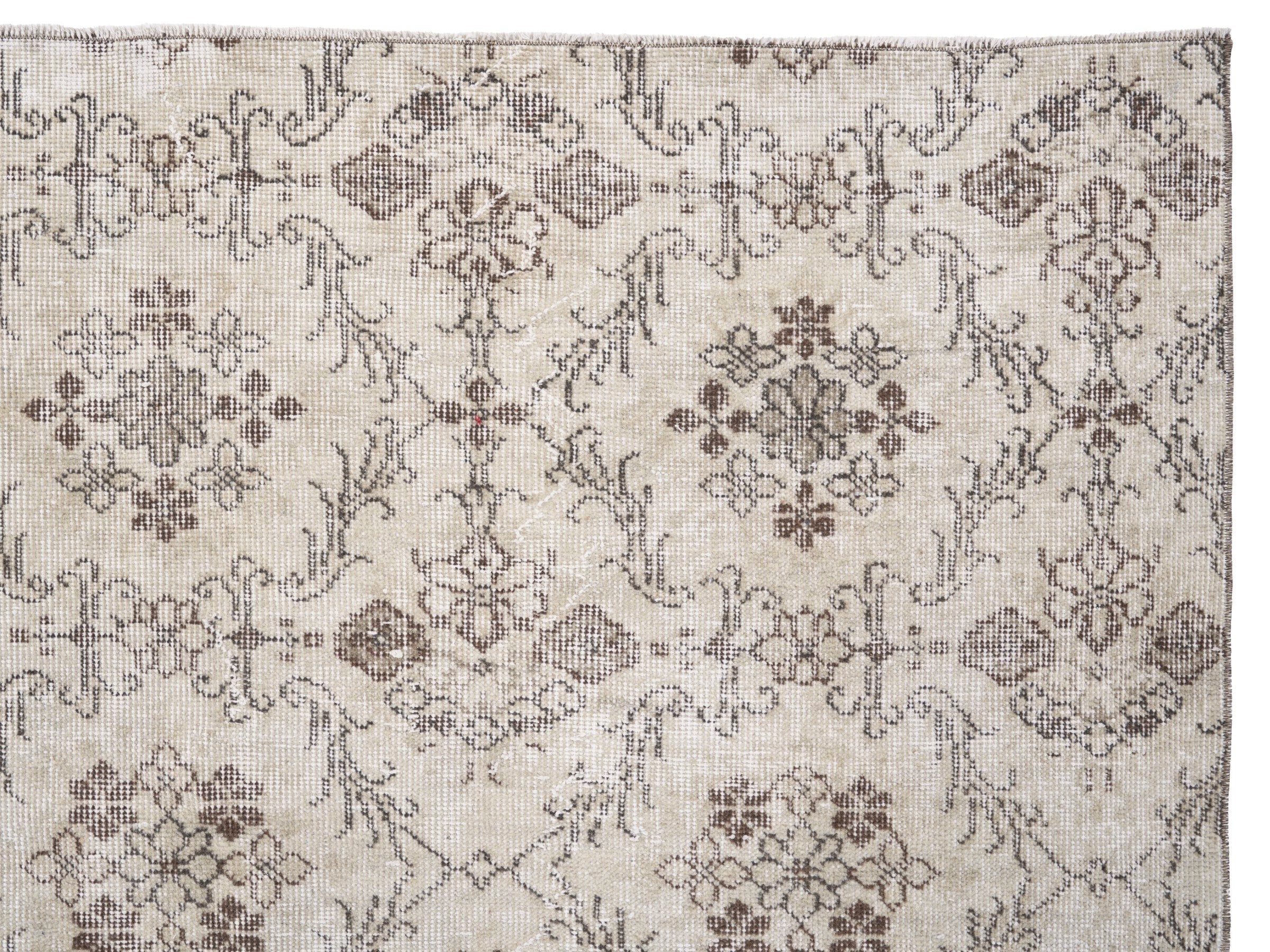 Turkish Isparta area rug in ivory and taupe, view 8 of 10