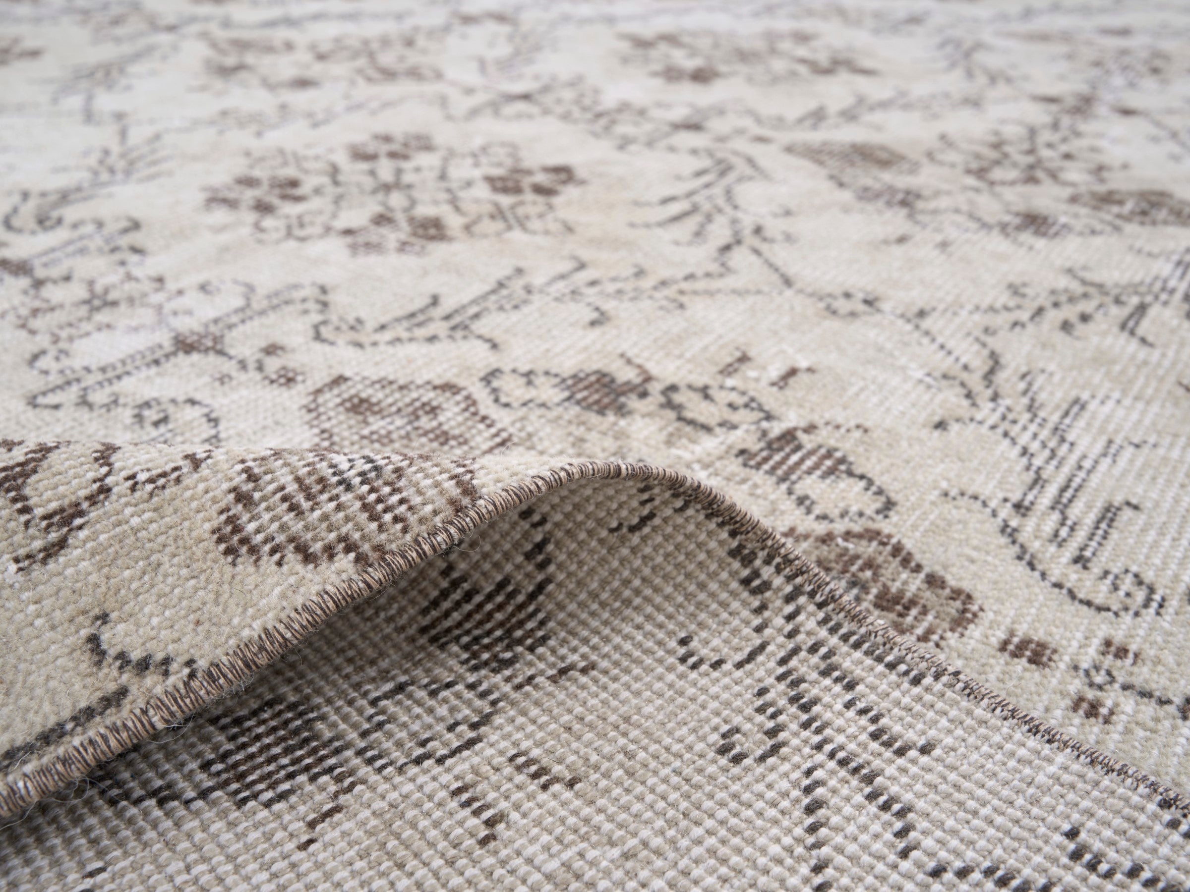 Turkish Isparta area rug in ivory and taupe, view 9 of 10