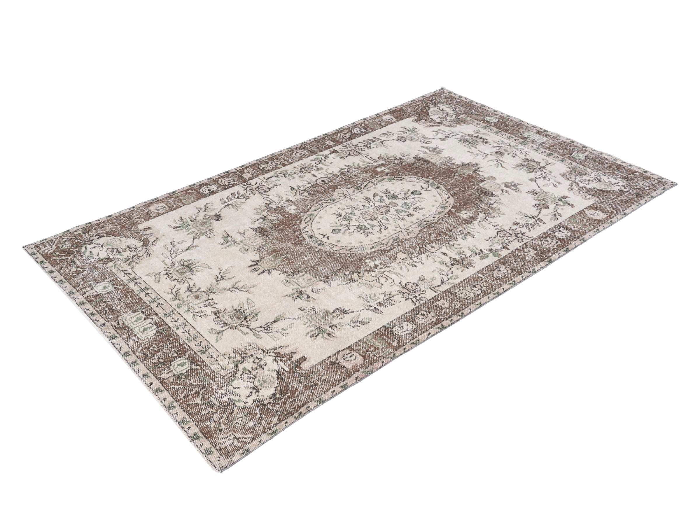 Turkish Isparta area rug in cream and muted pink, view 3 of 10