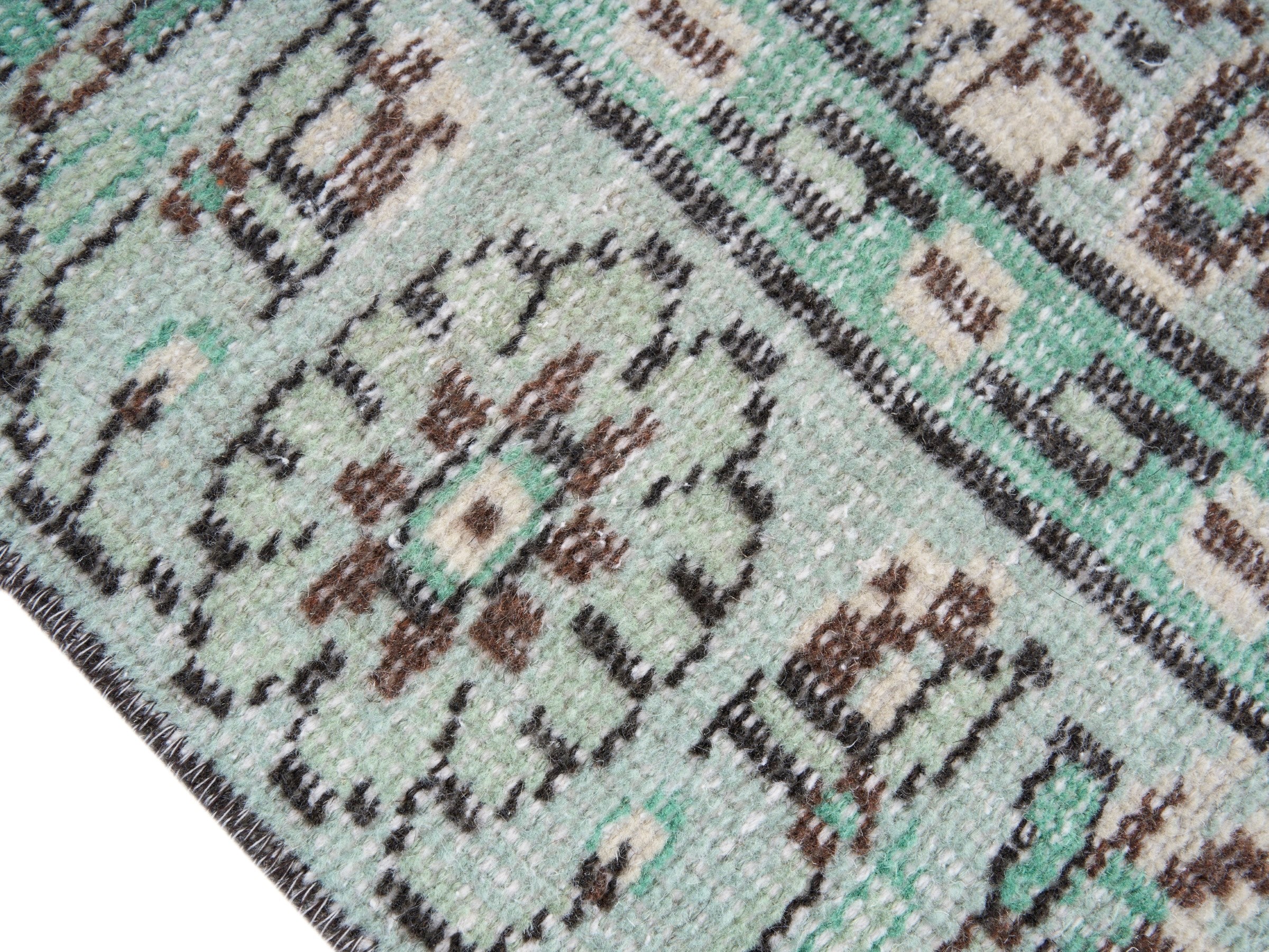 Turkish Manisa area rug in cream and sage, view 6 of 10