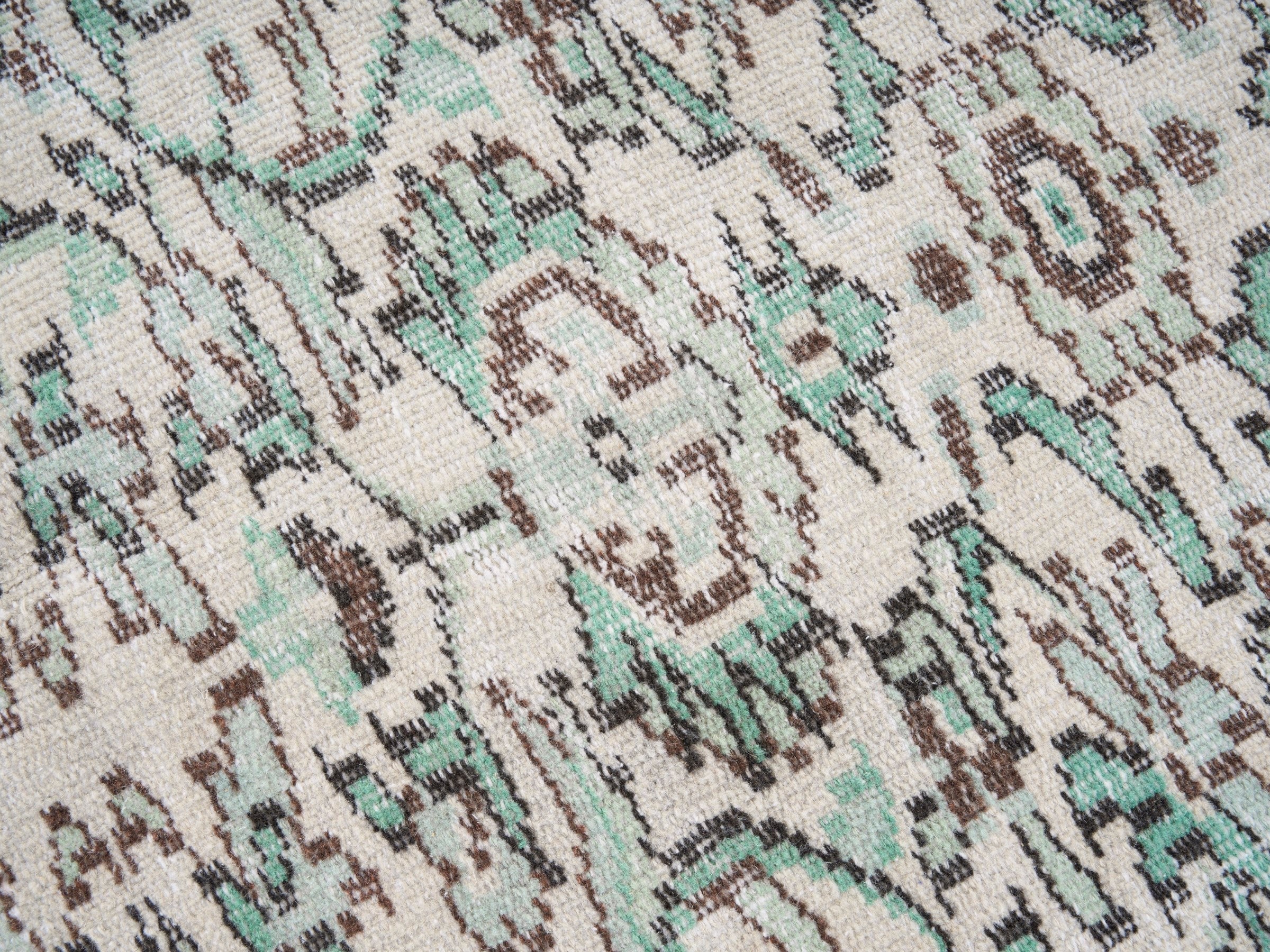 Turkish Manisa area rug in cream and sage, view 7 of 10