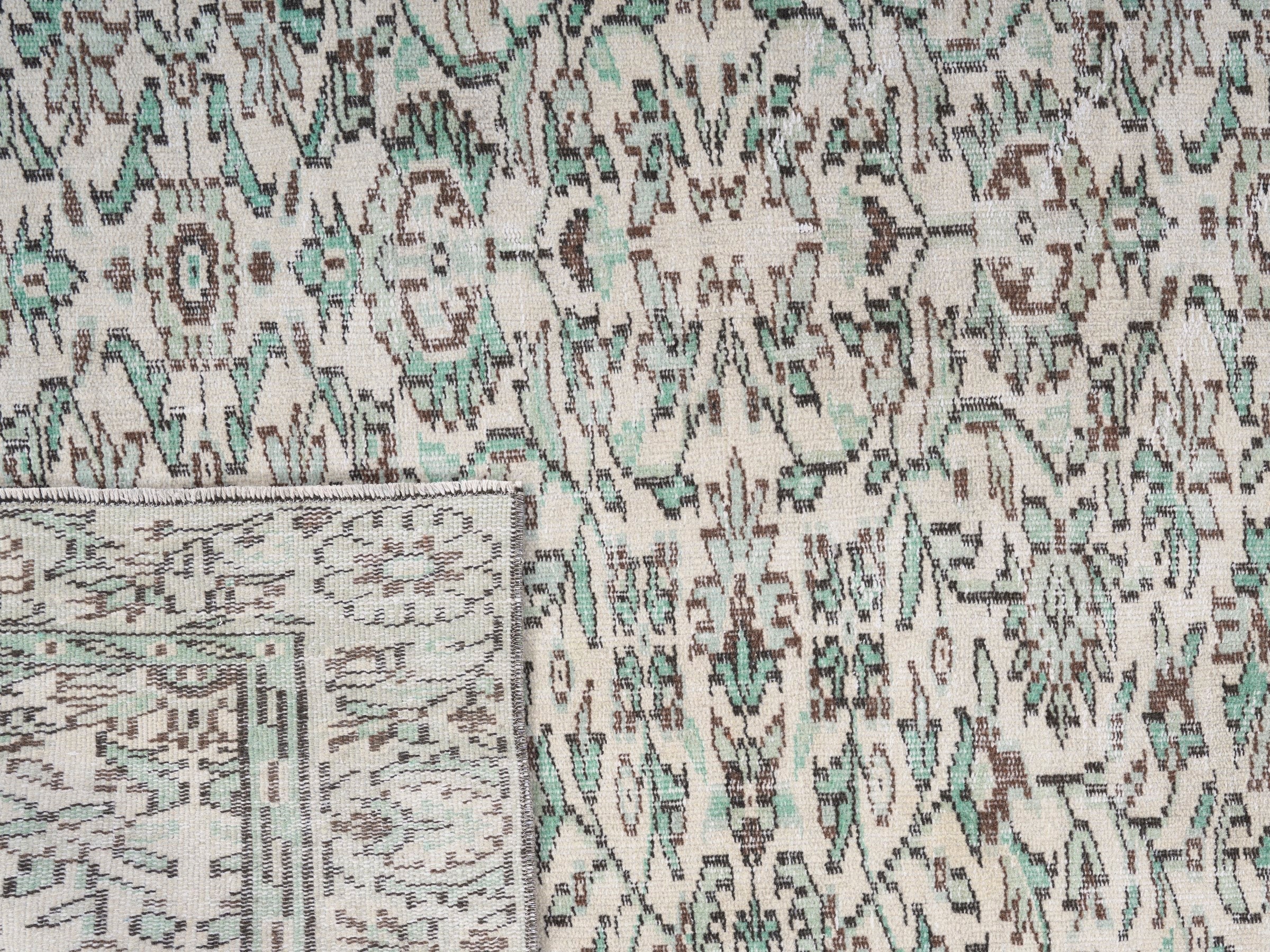 Turkish Manisa area rug in cream and sage, view 10 of 10