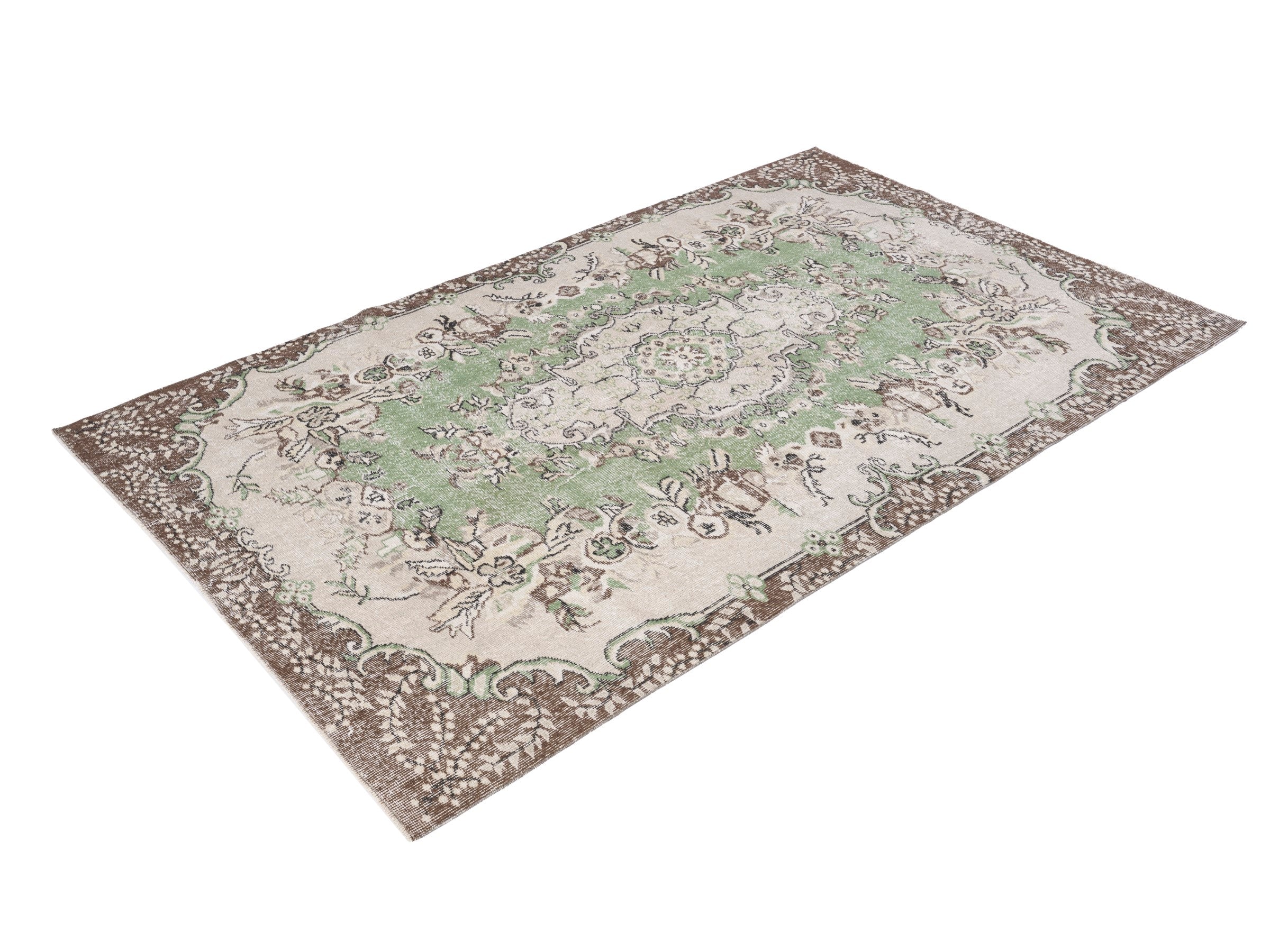 Turkish Isparta area rug in cream and brown, view 3 of 10