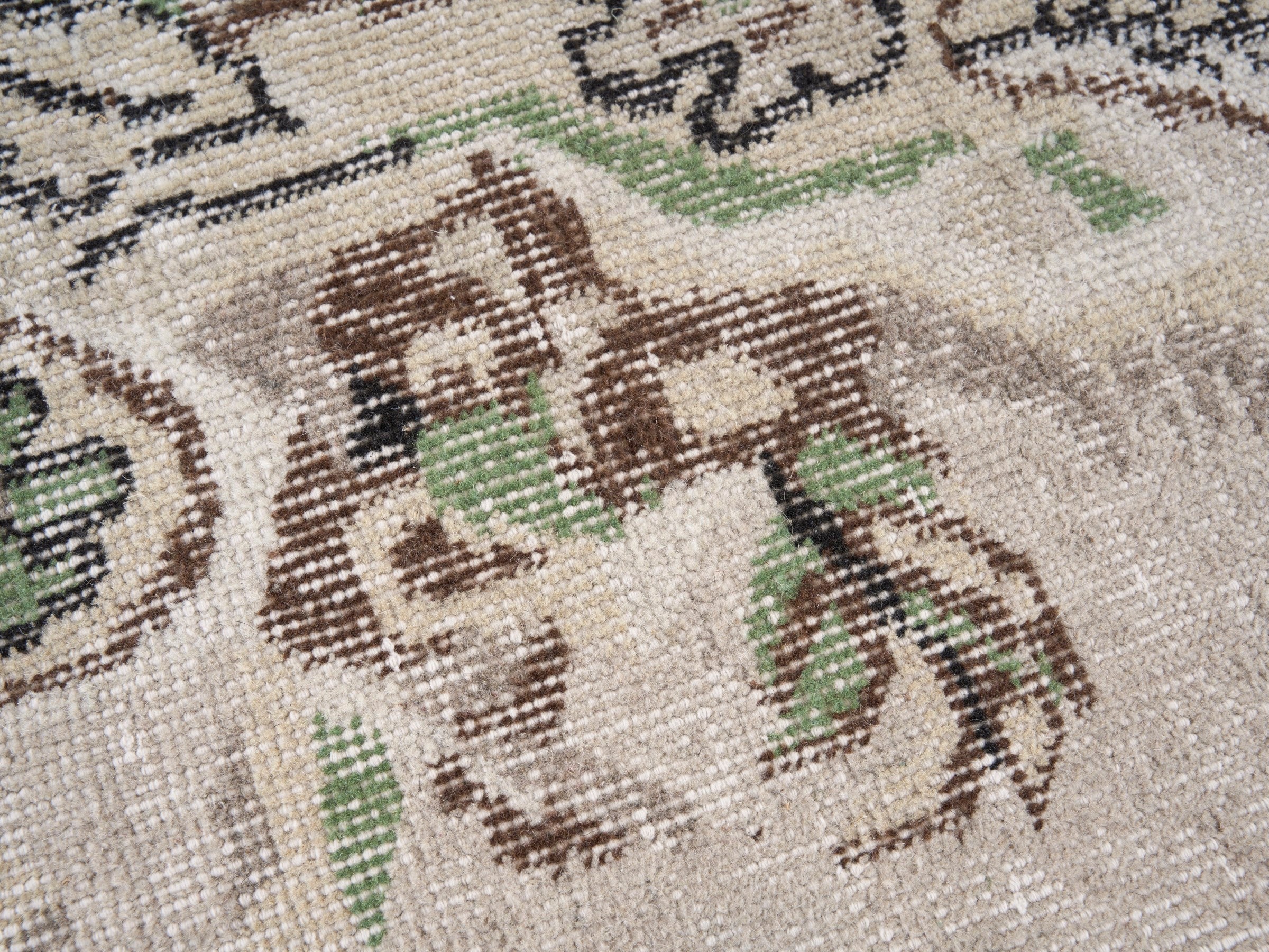Turkish Isparta area rug in cream and brown, view 7 of 10