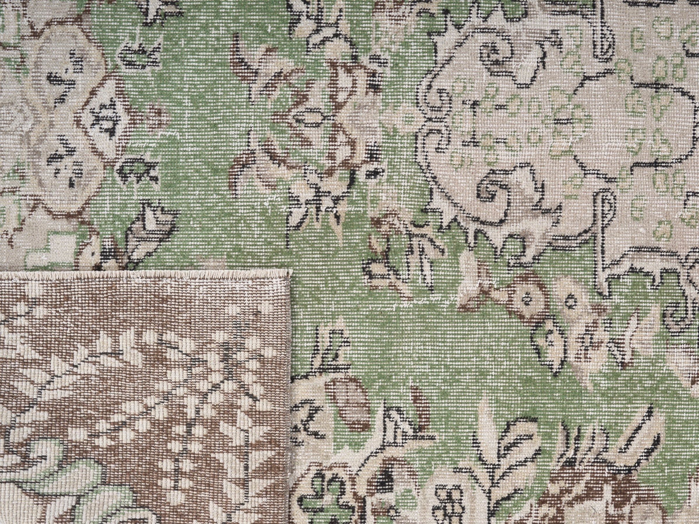 Turkish Isparta area rug in cream and brown, view 10 of 10
