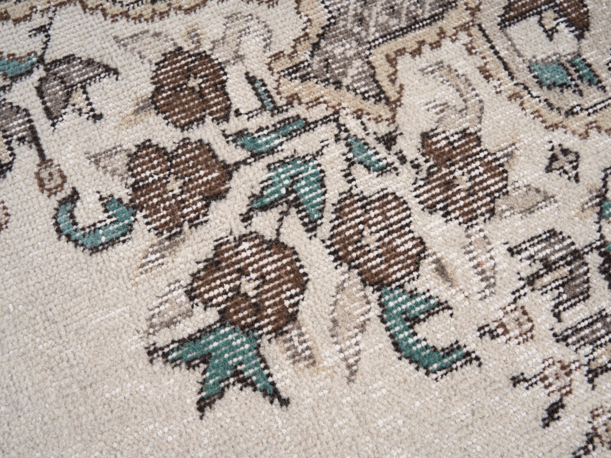 Turkish Isparta area rug in cream and taupe, view 6 of 10