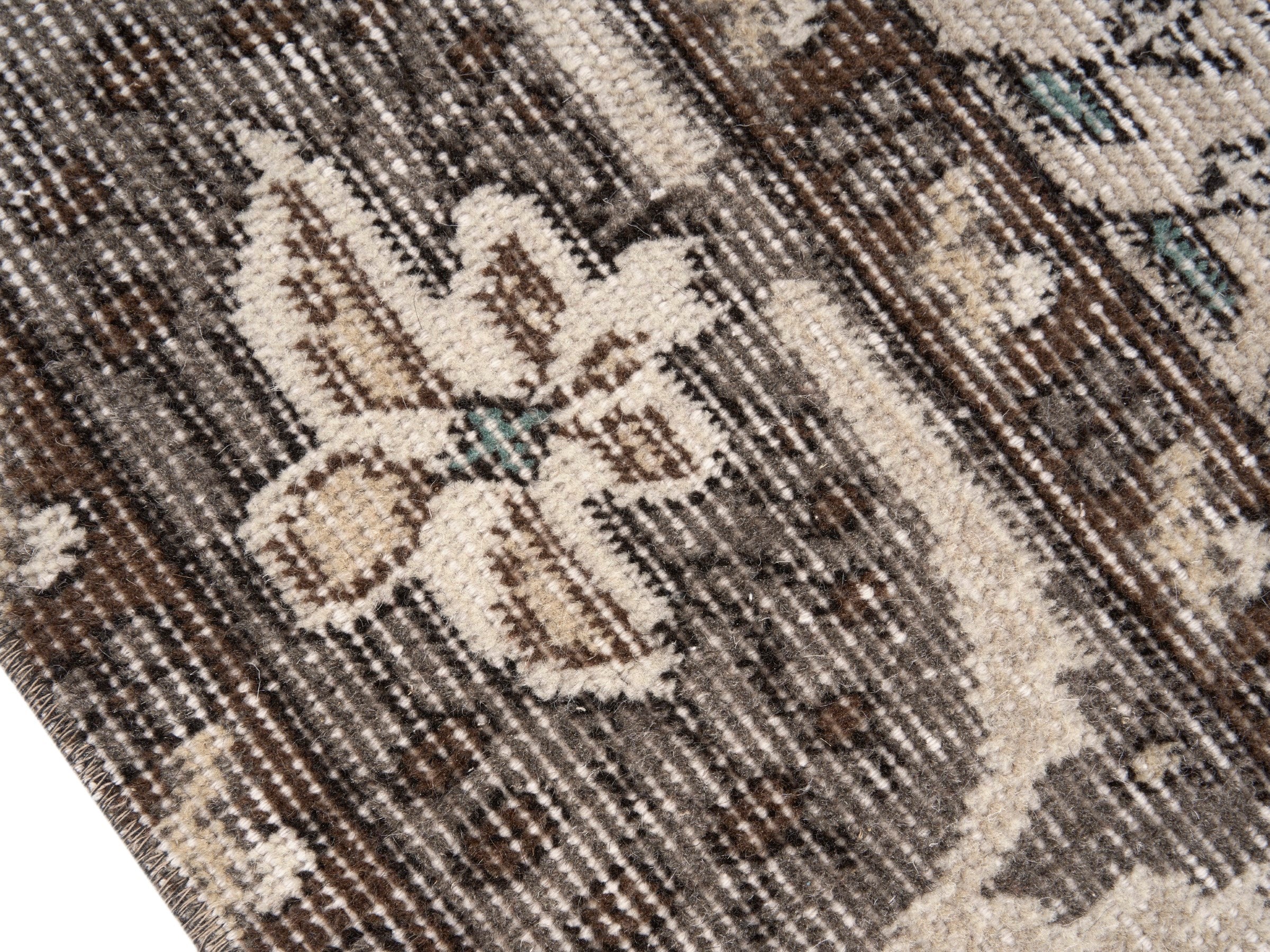 Turkish Isparta area rug in cream and taupe, view 7 of 10