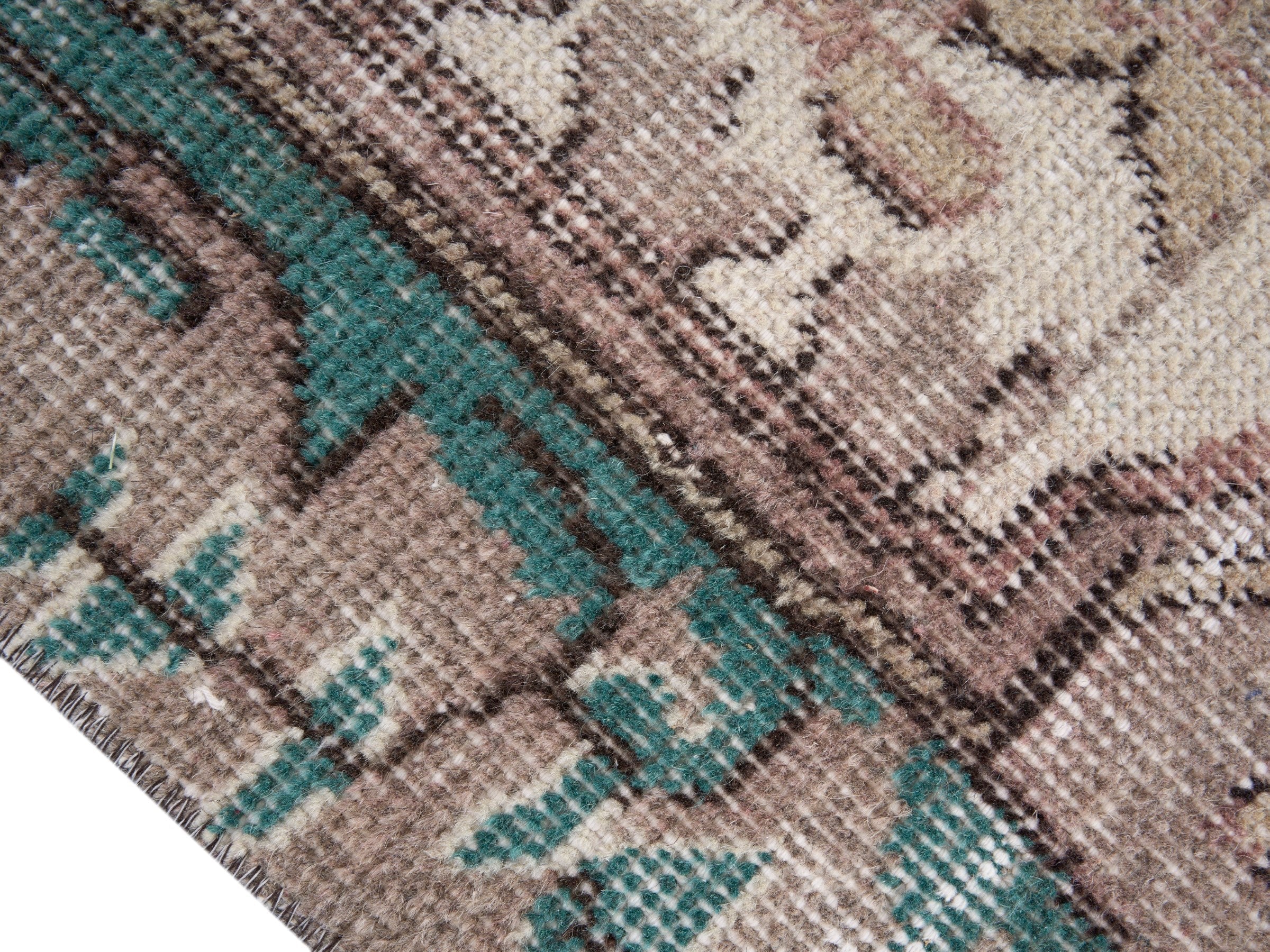 Turkish Isparta area rug in cream and muted pink, view 6 of 10