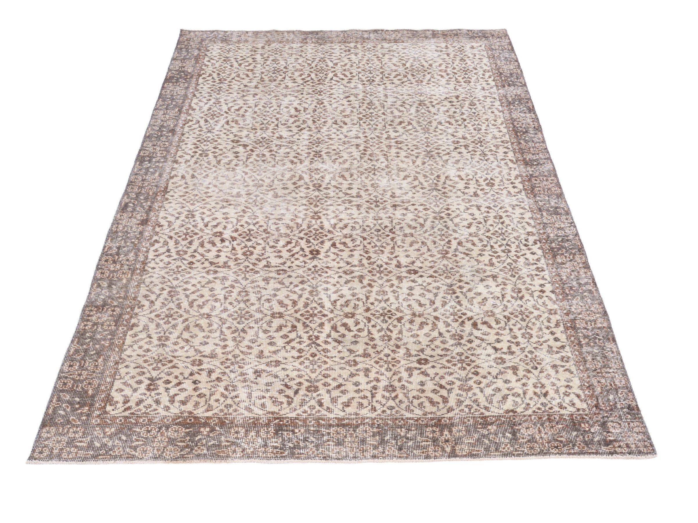 Turkish Isparta area rug in cream and taupe, view 2 of 10
