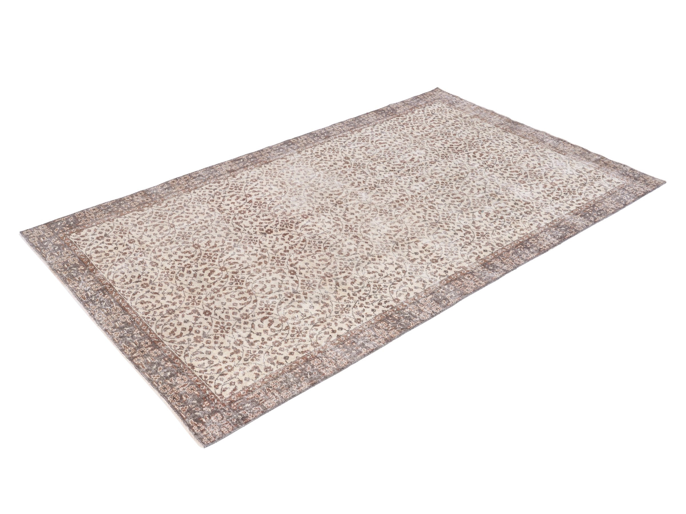 Turkish Isparta area rug in cream and taupe, view 3 of 10