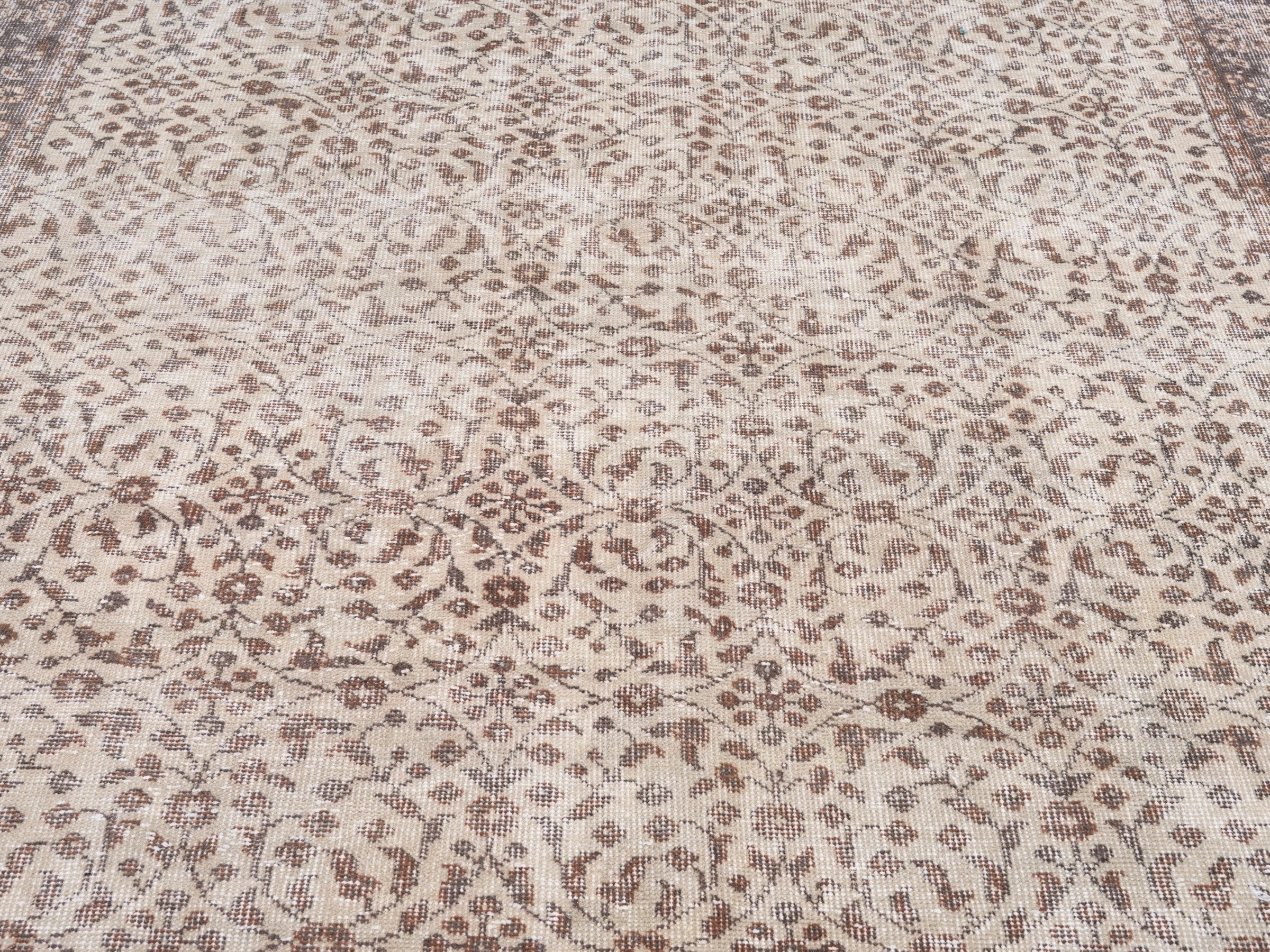 Turkish Isparta area rug in cream and taupe, view 4 of 10