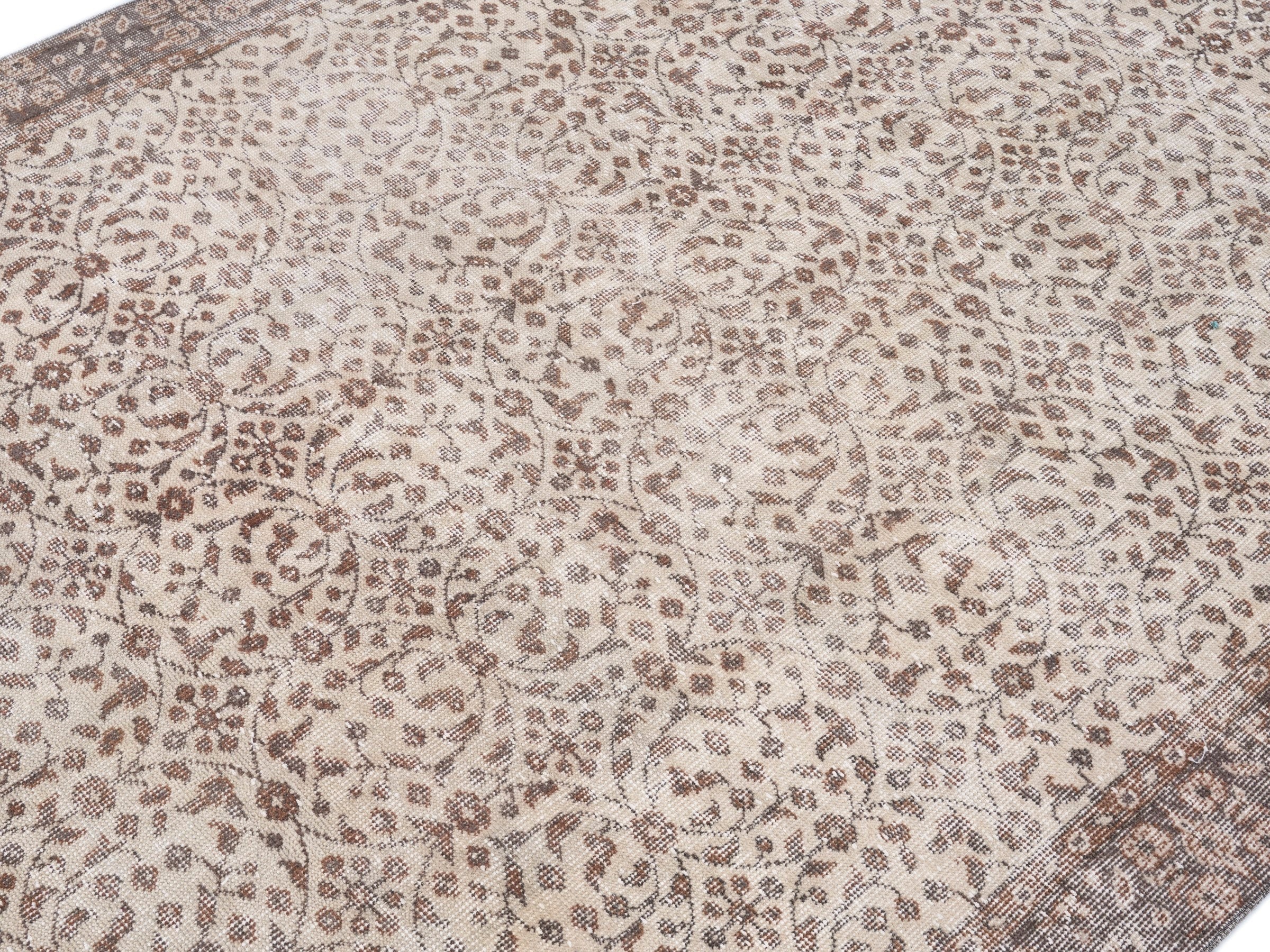 Turkish Isparta area rug in cream and taupe, view 5 of 10