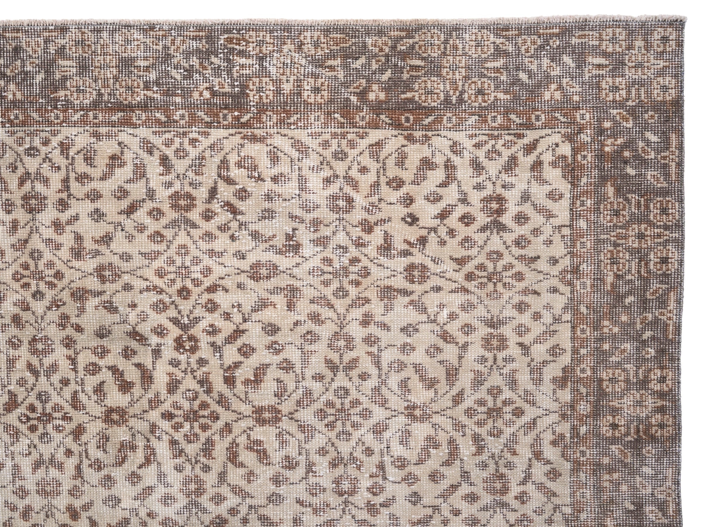 Turkish Isparta area rug in cream and taupe, view 8 of 10