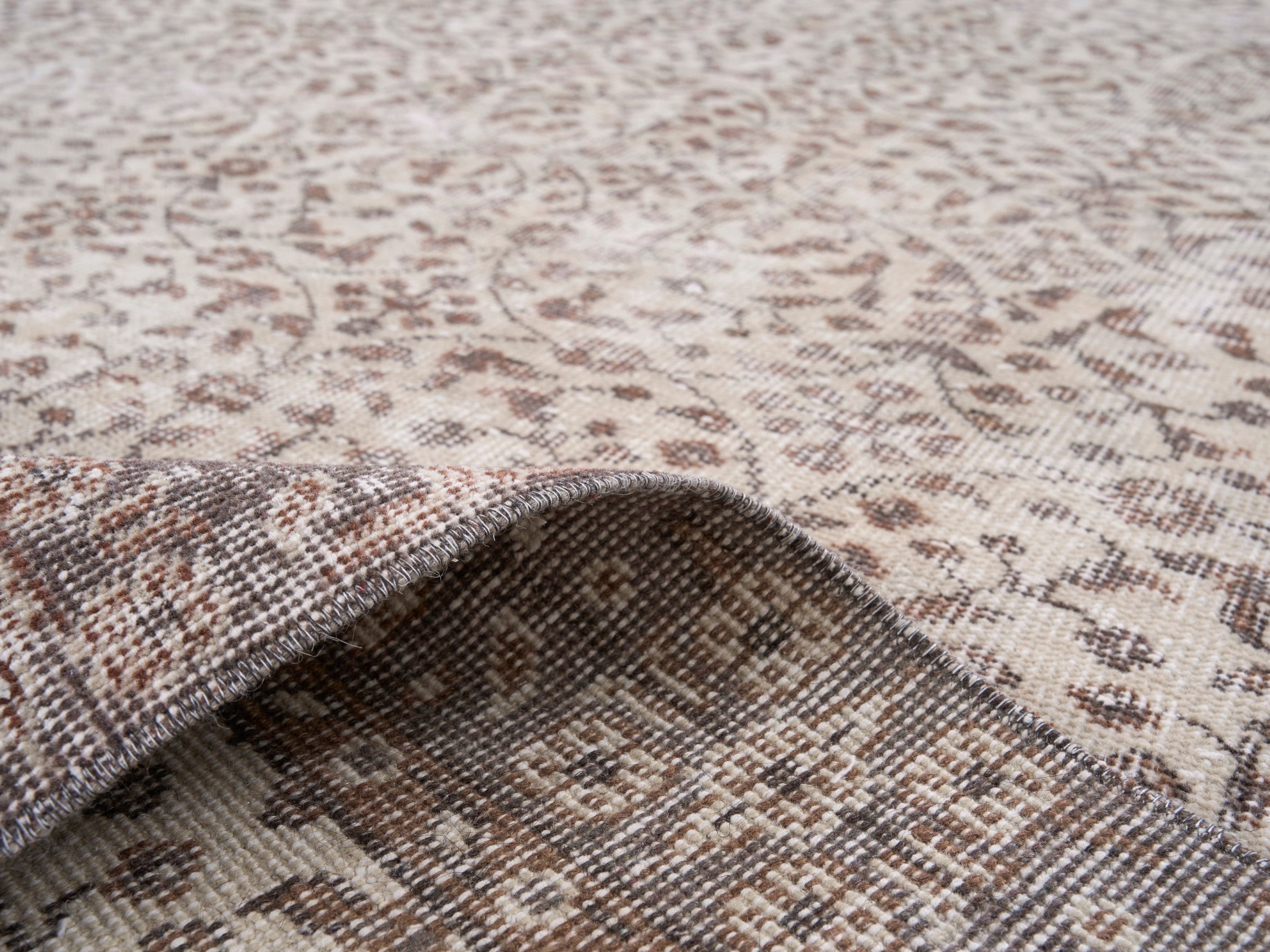 Turkish Isparta area rug in cream and taupe, view 9 of 10
