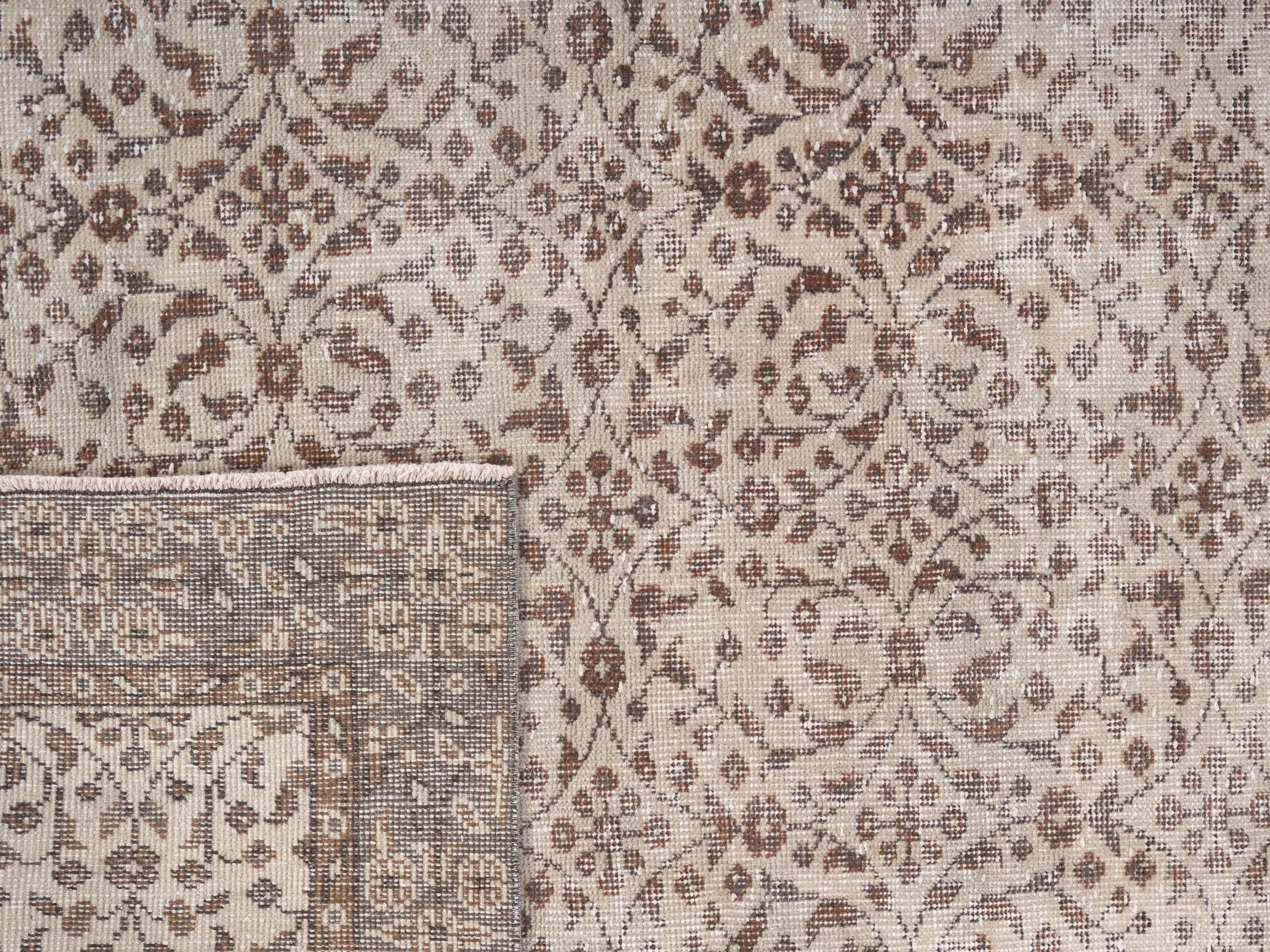 Turkish Isparta area rug in cream and taupe, view 10 of 10