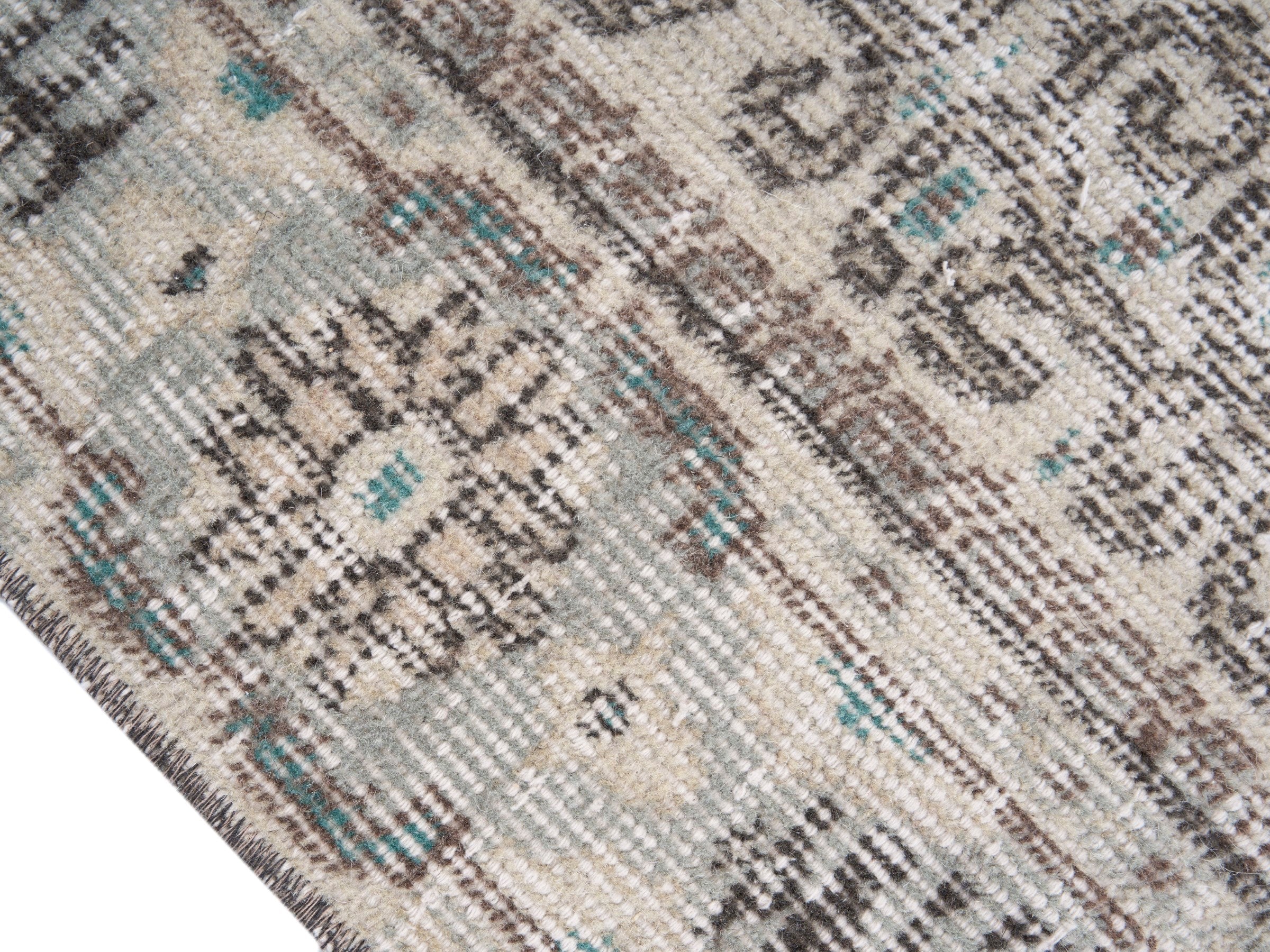 Turkish Isparta area rug in cream and greige, view 6 of 10