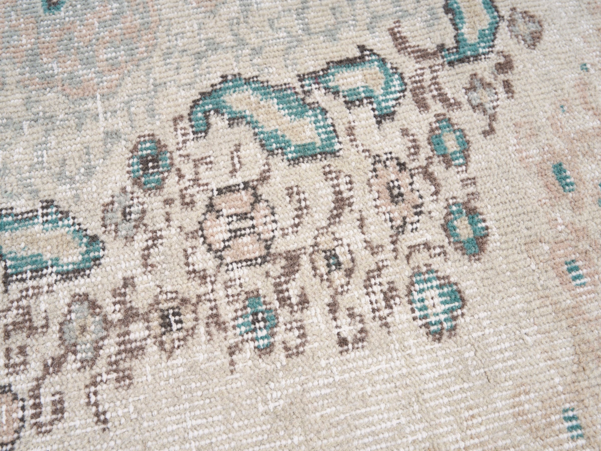 Turkish Isparta area rug in cream and greige, view 7 of 10